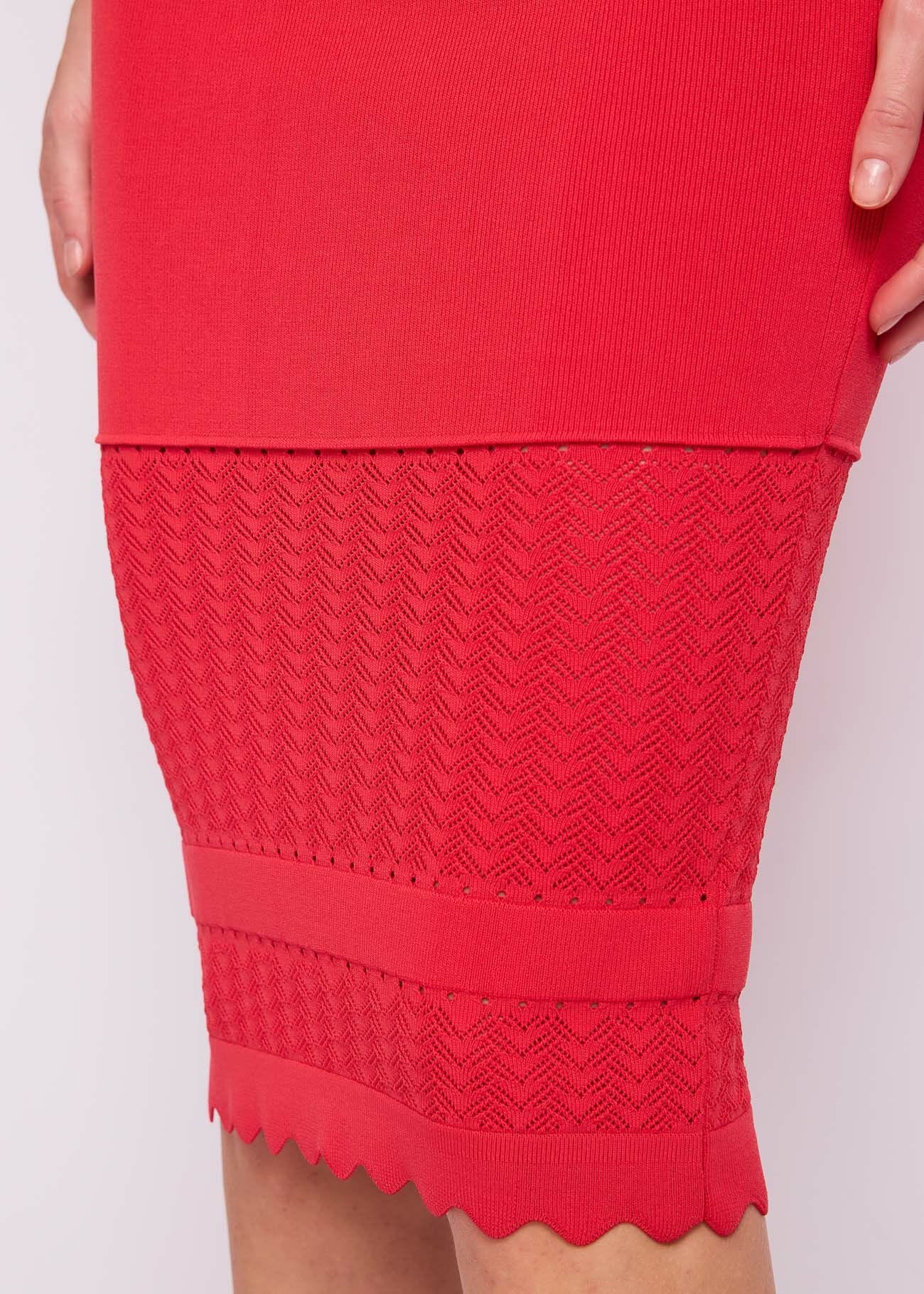 Jupe crayon rouge en maille