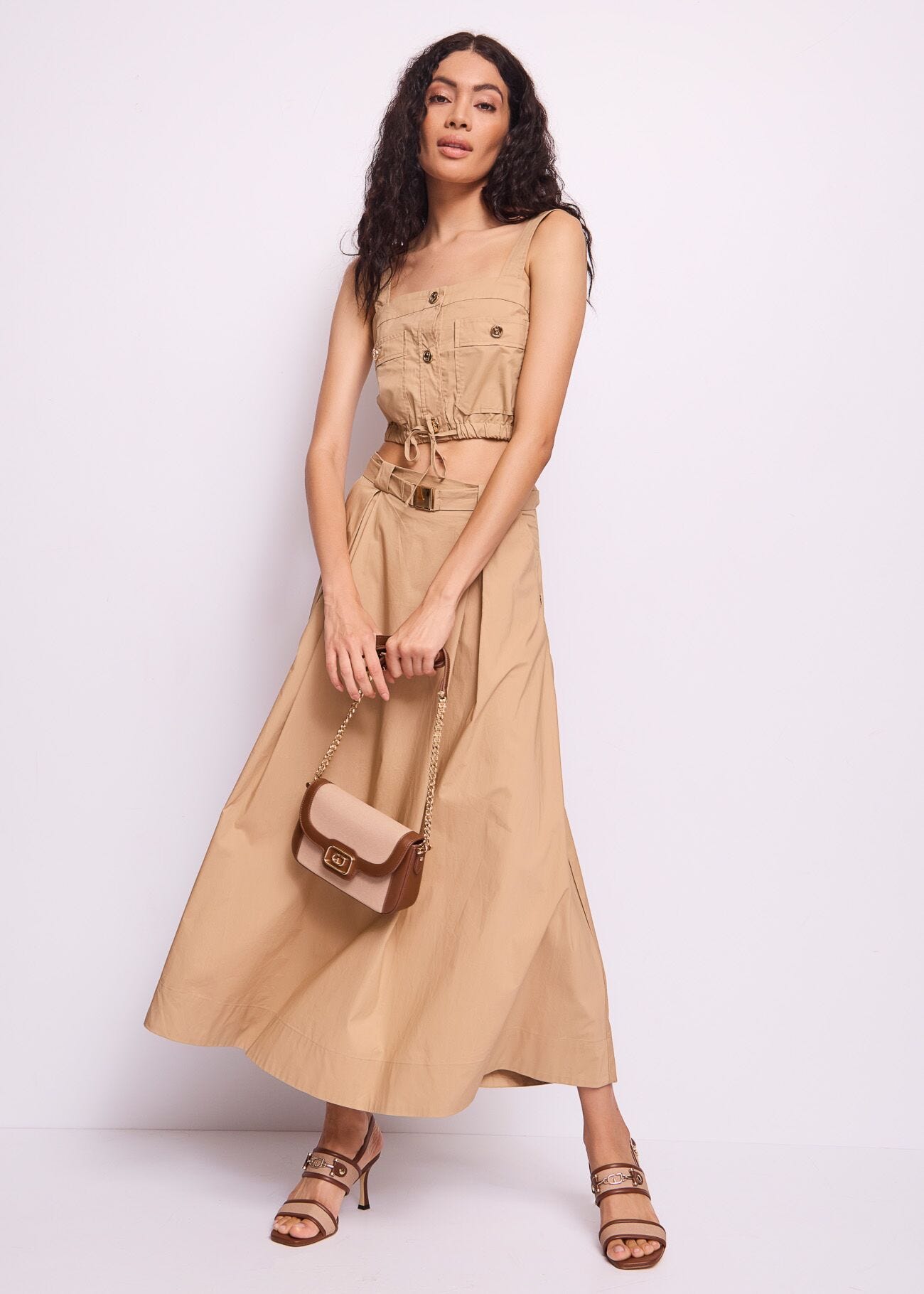 Jupe longue beige en coton