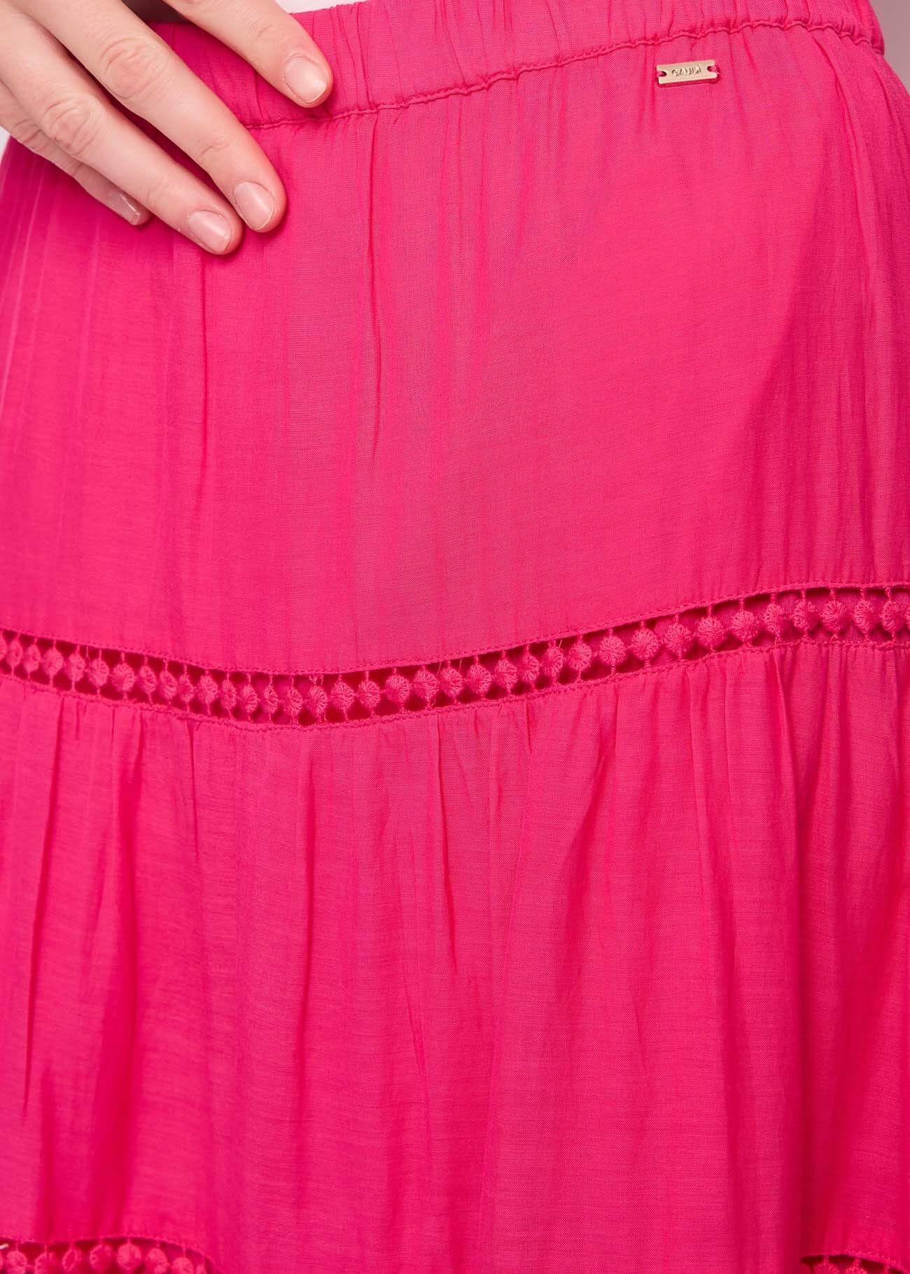 Jupe longue fuchsia en coton mélangé