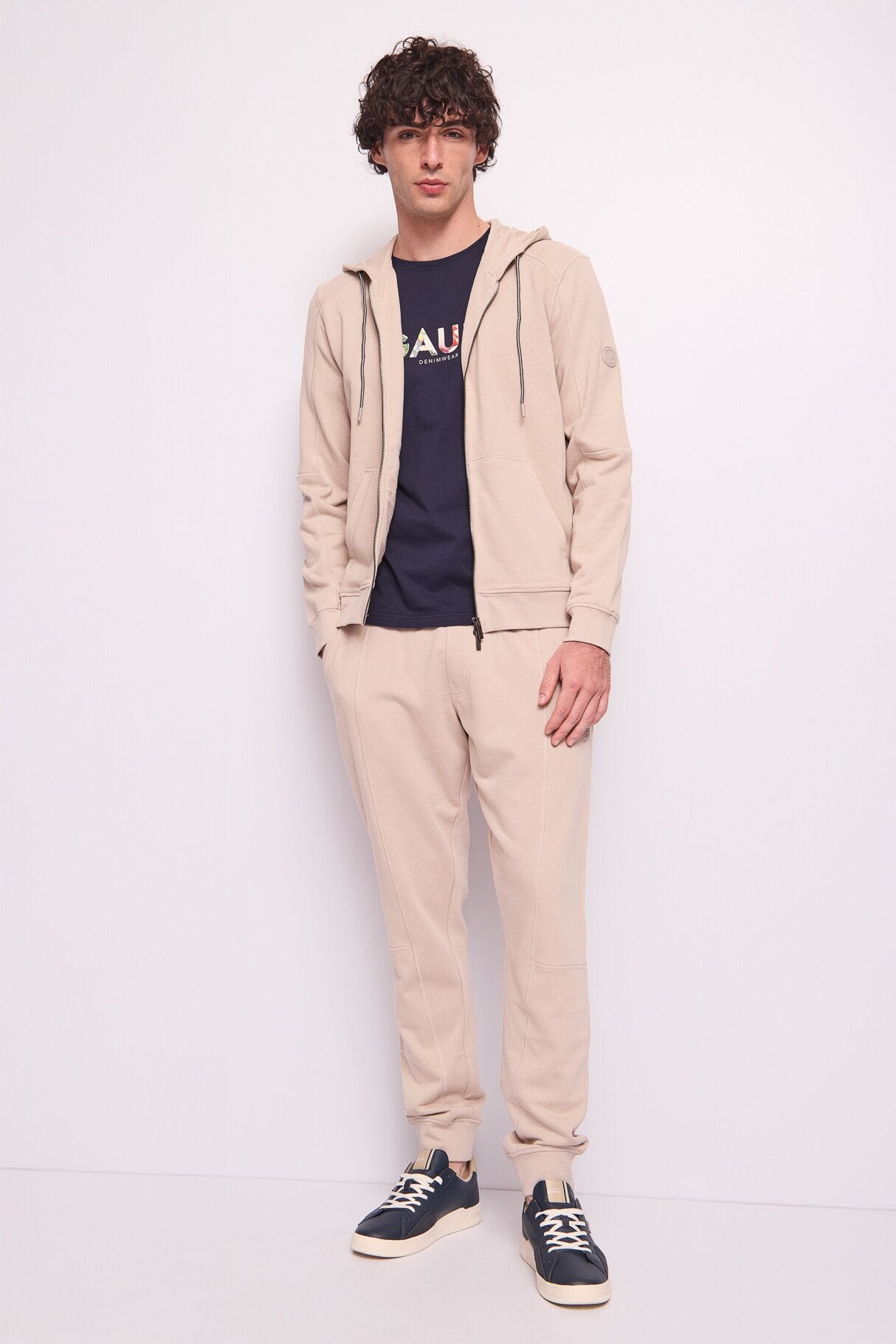 Pantaloni jogging beige in cotone