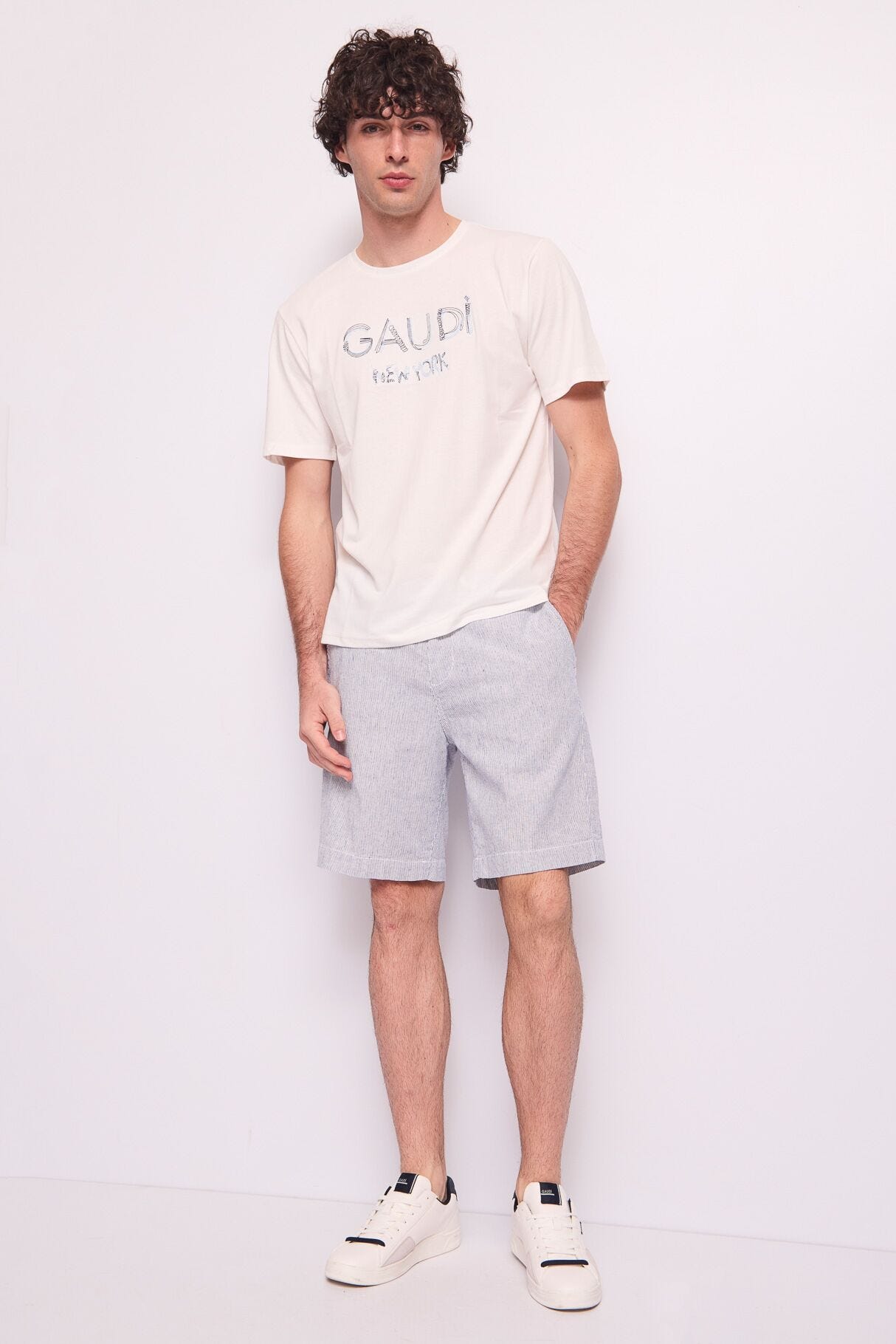 Shorts da uomo in lino e cotone