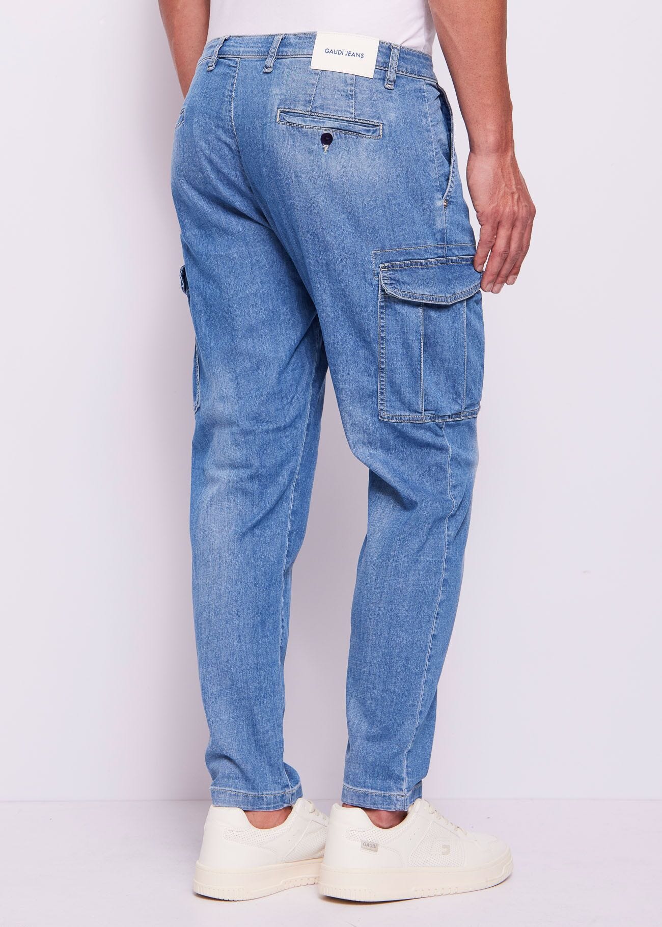 Jeans uomo cargo in denim