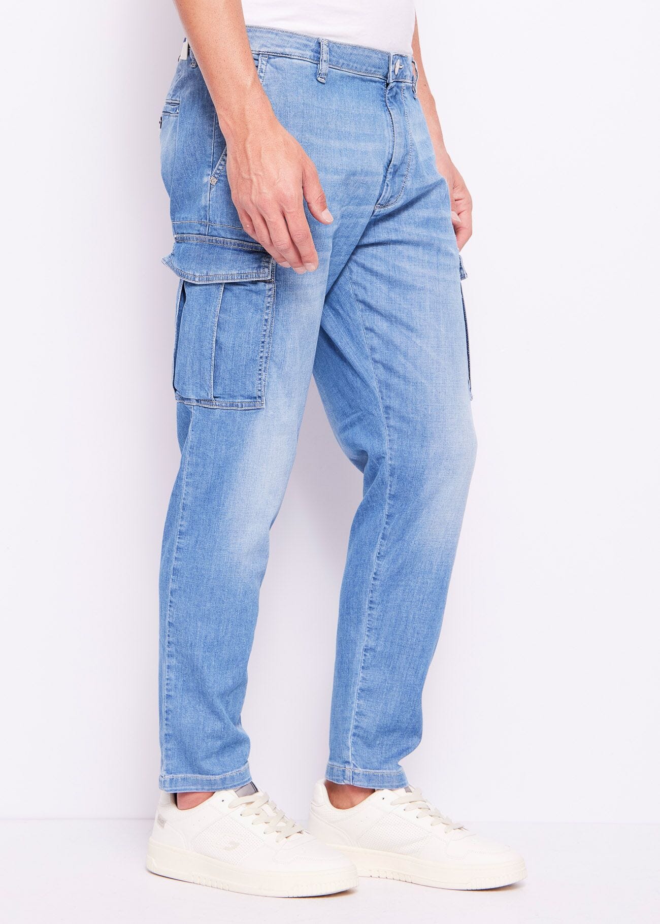 Jeans uomo cargo in denim