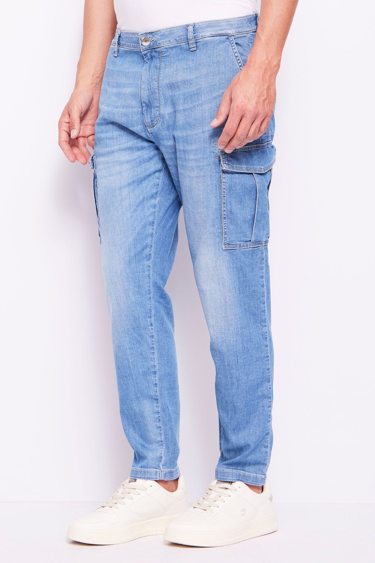 Jeans uomo cargo in denim
