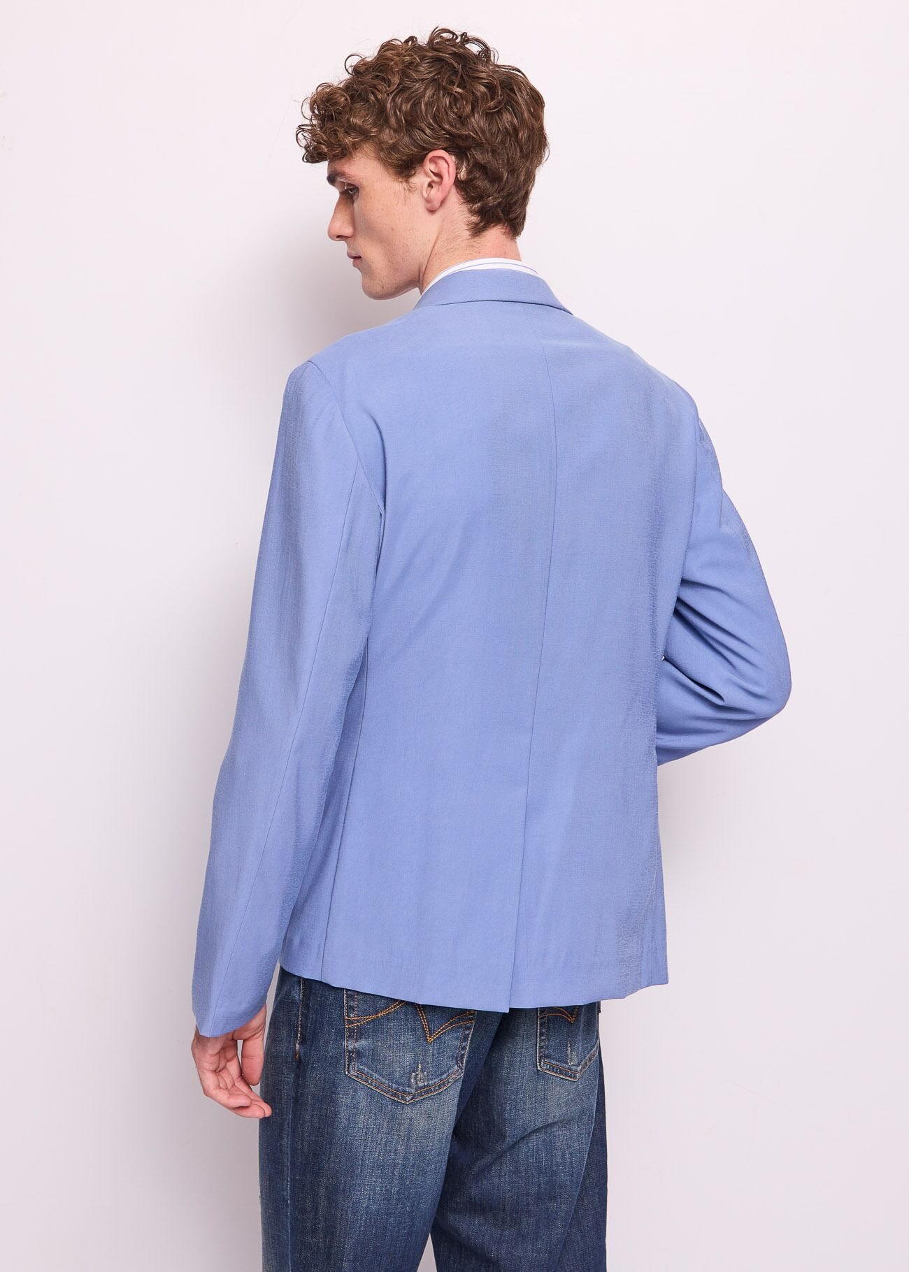 Men's single-breasted light blue blazer