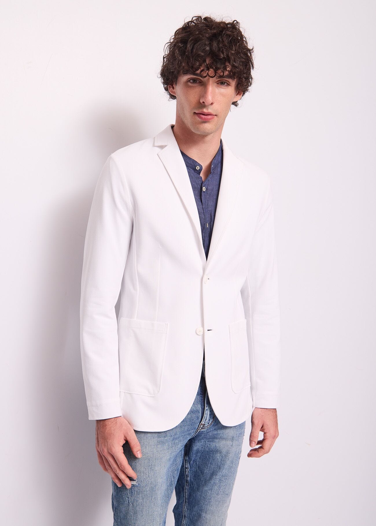 Blazer bianco da uomo in cotone