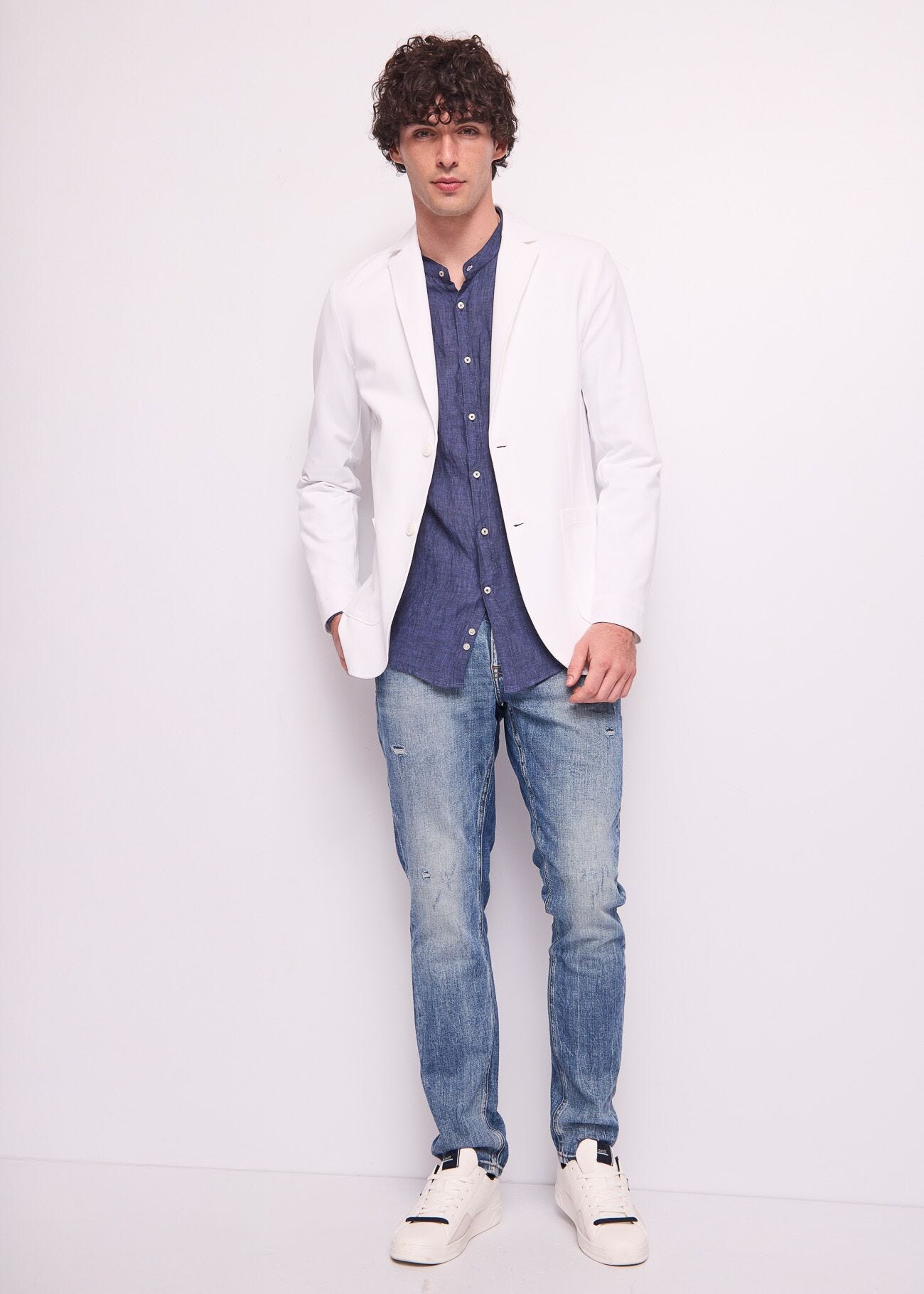 Blazer bianco da uomo in cotone