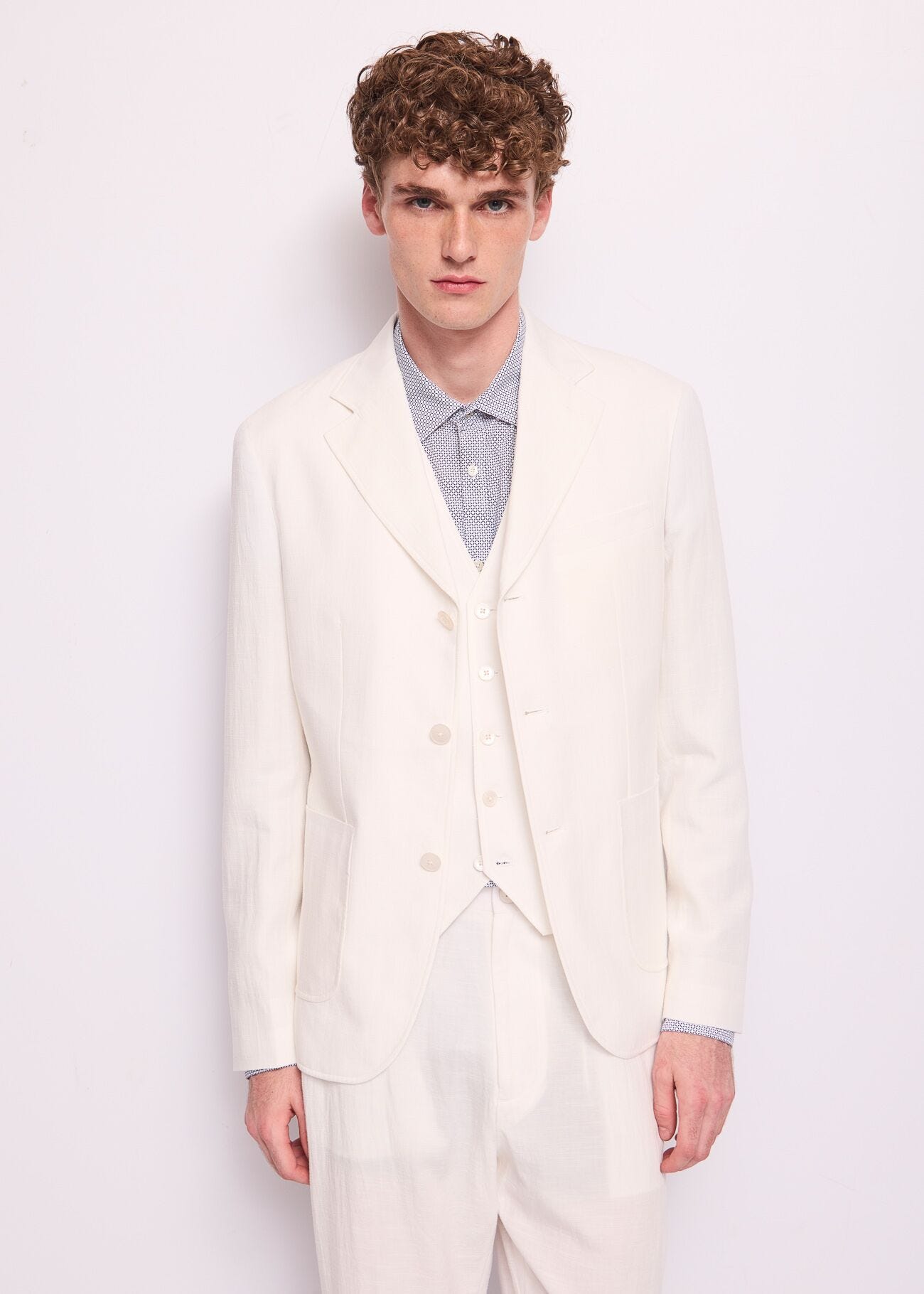 Blazer blanc en coton pour homme