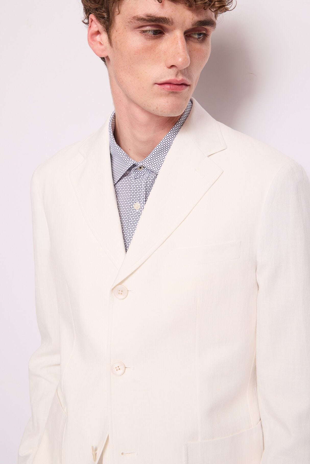 Blazer blanc en coton pour homme