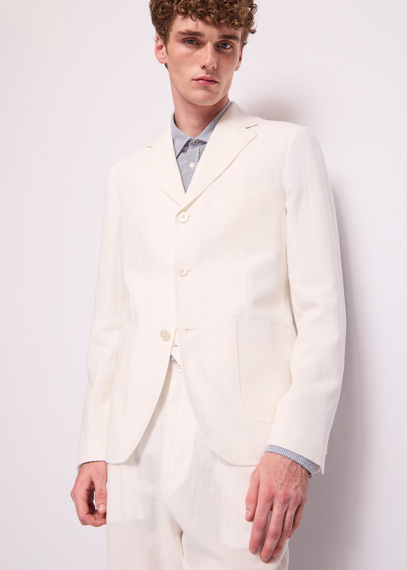 Blazer blanc en coton pour homme