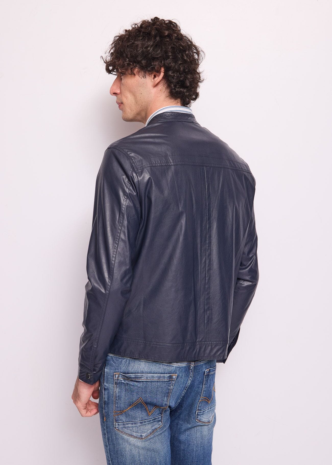 Veste de motard bleue pour homme