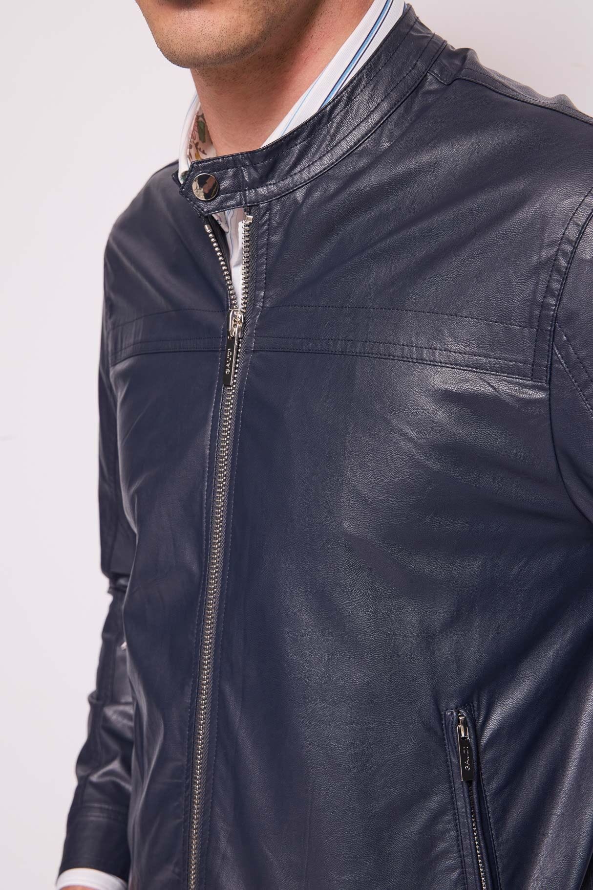 Veste de motard bleue pour homme