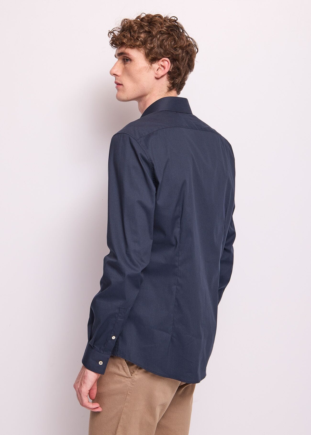 Camisa azul de algodón para hombre