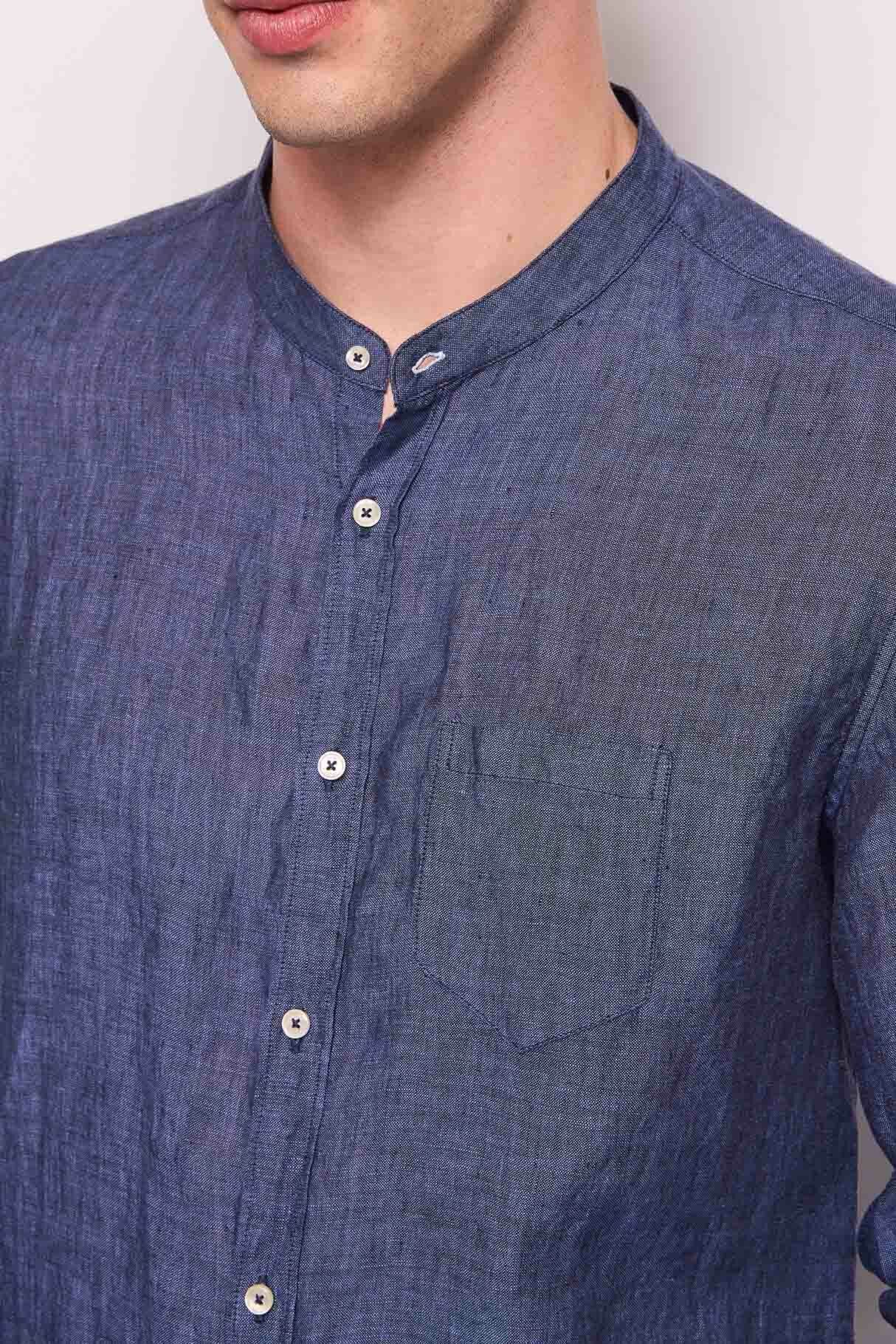 Camicia blu da uomo in lino