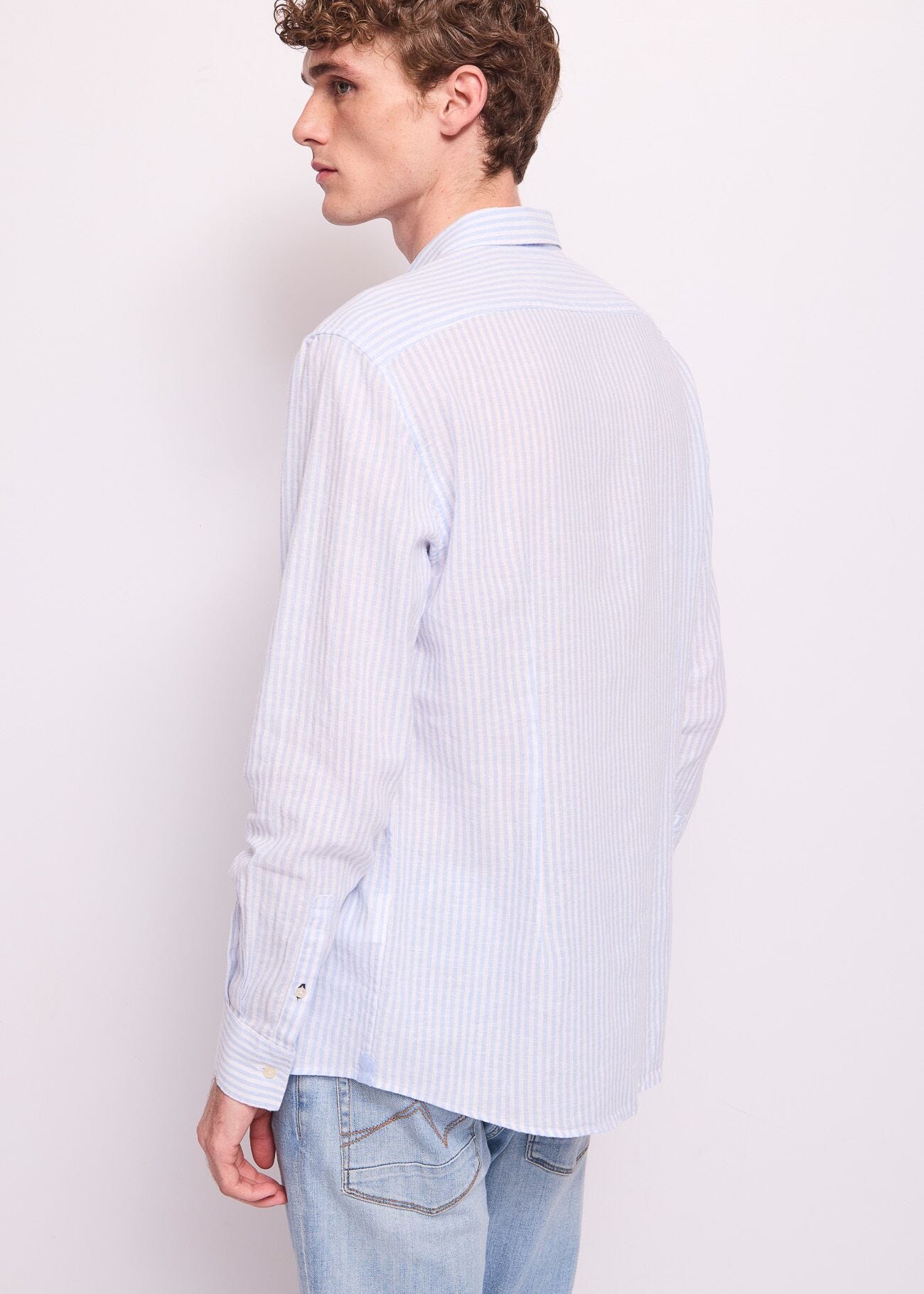 Camicia da uomo in cotone a righe