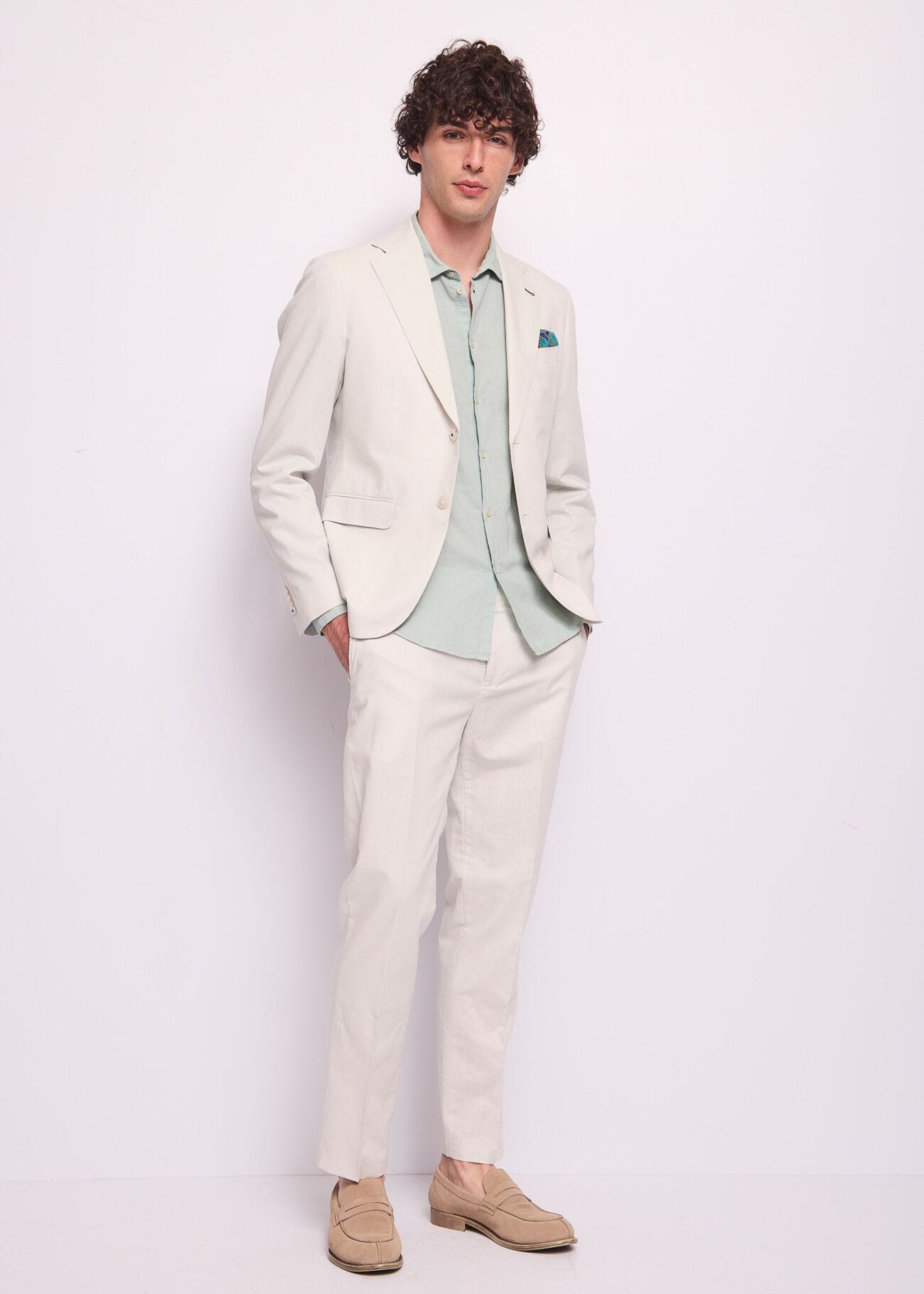 Camisa de lino y algodón para hombre