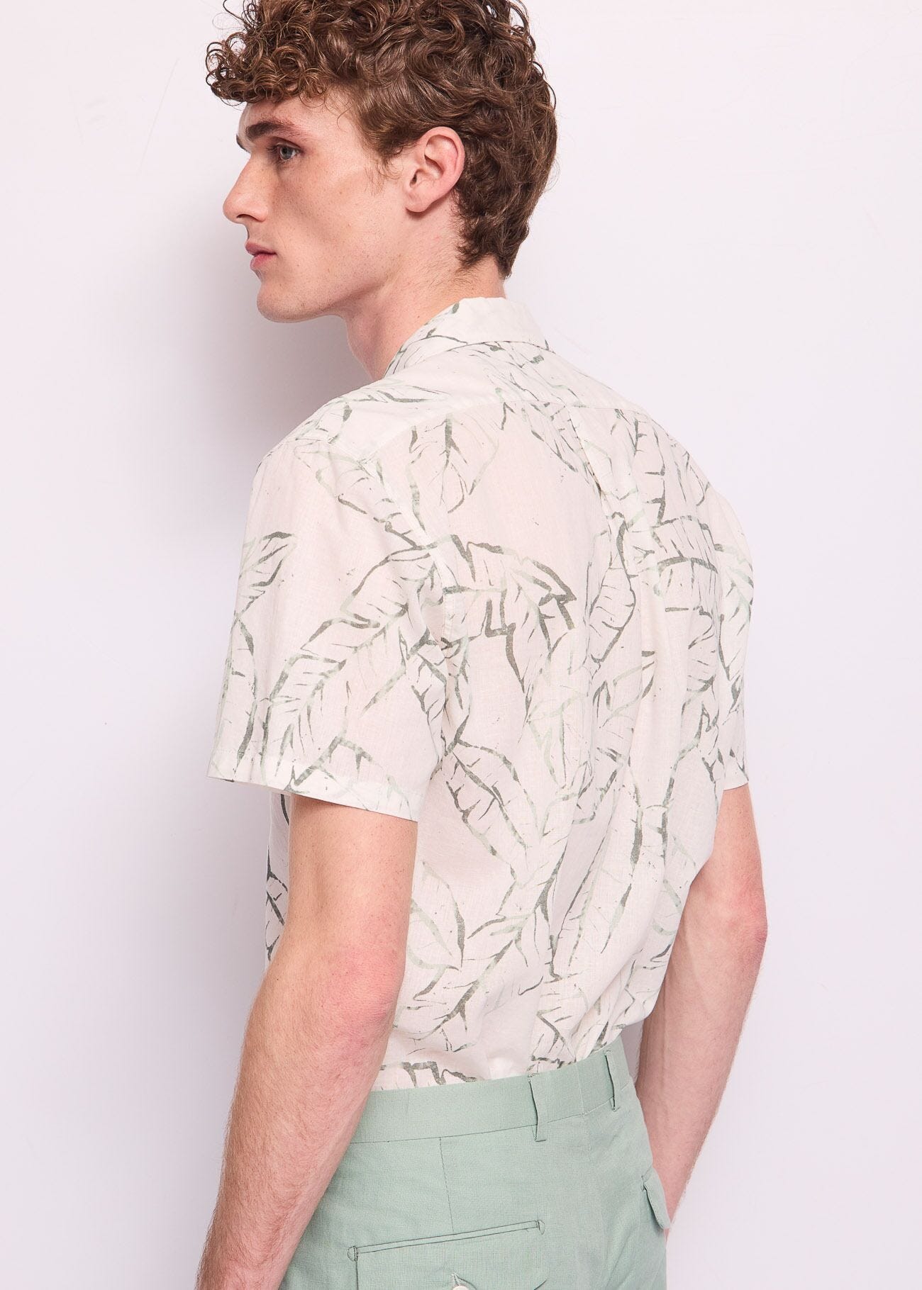 Chemise imprimée en lin et coton