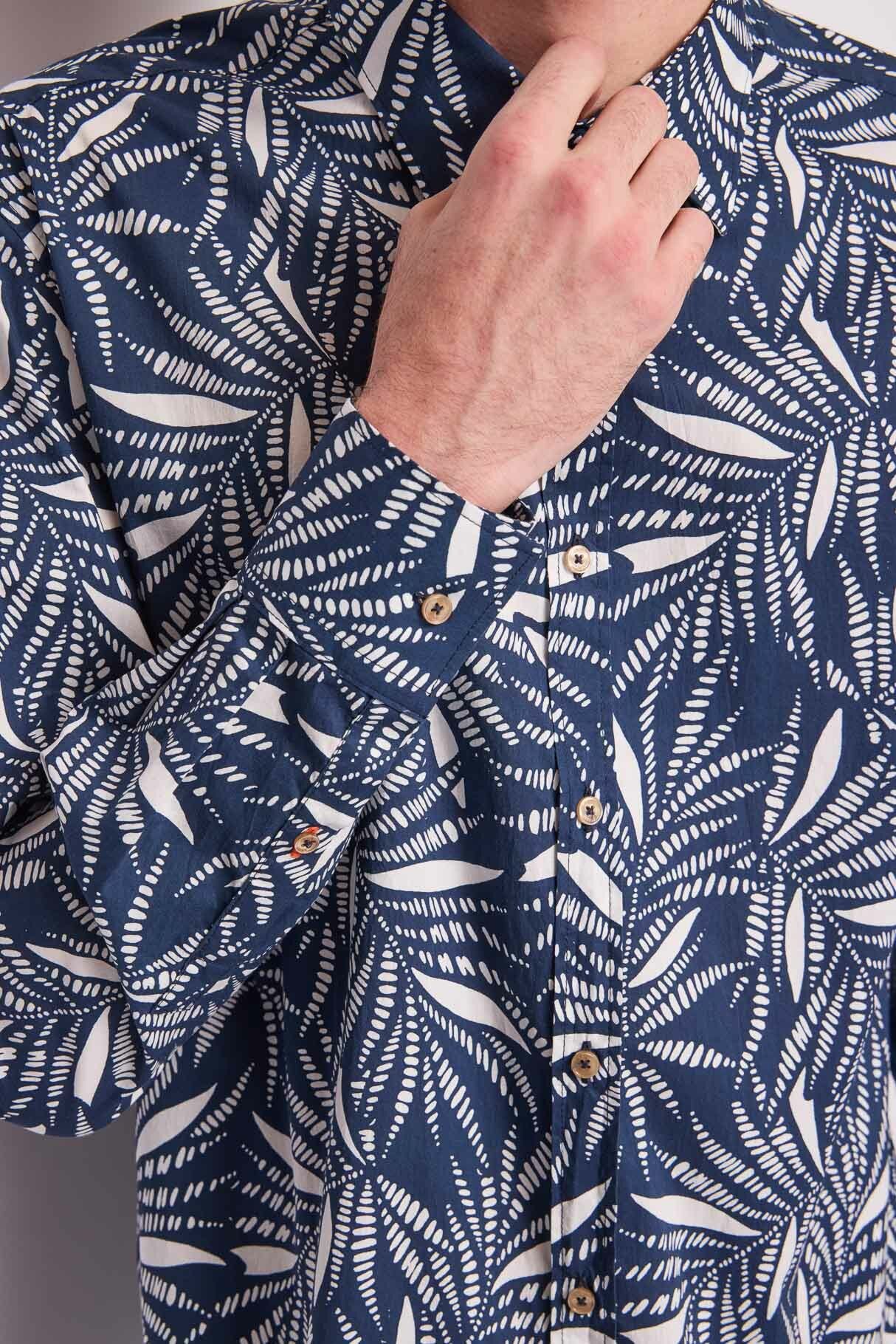 Camicia da uomo in cotone stampato
