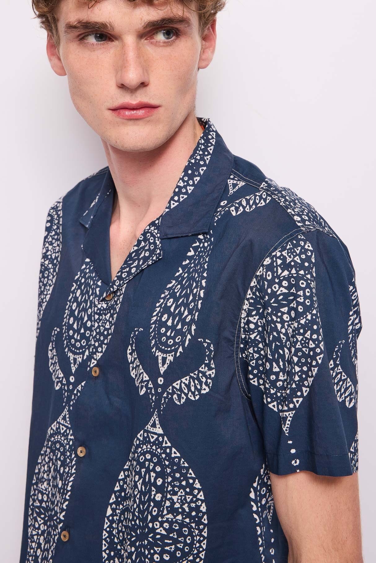 Camisa de algodón estampado para hombre