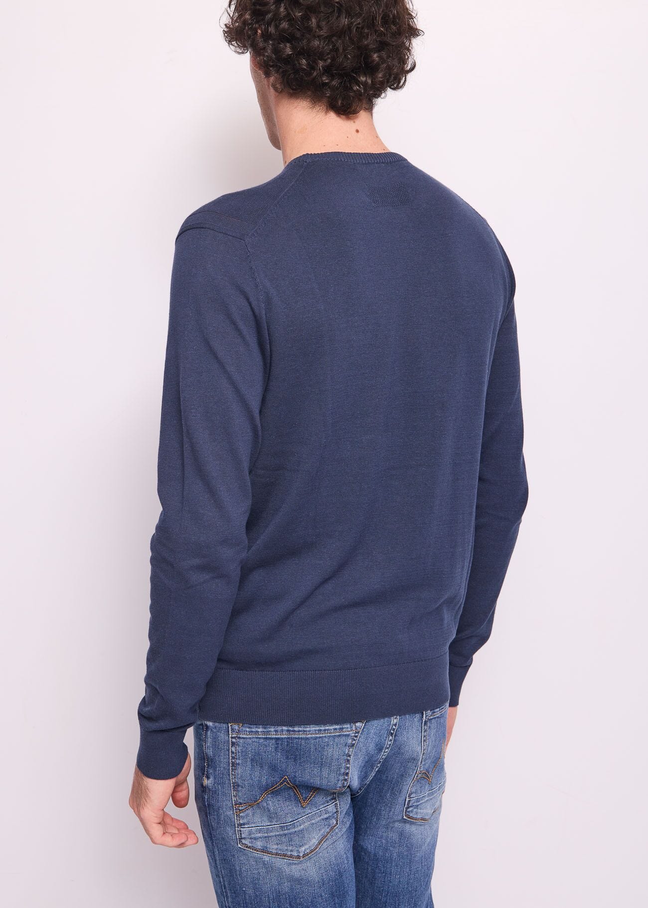 Pull bleu en coton pour homme
