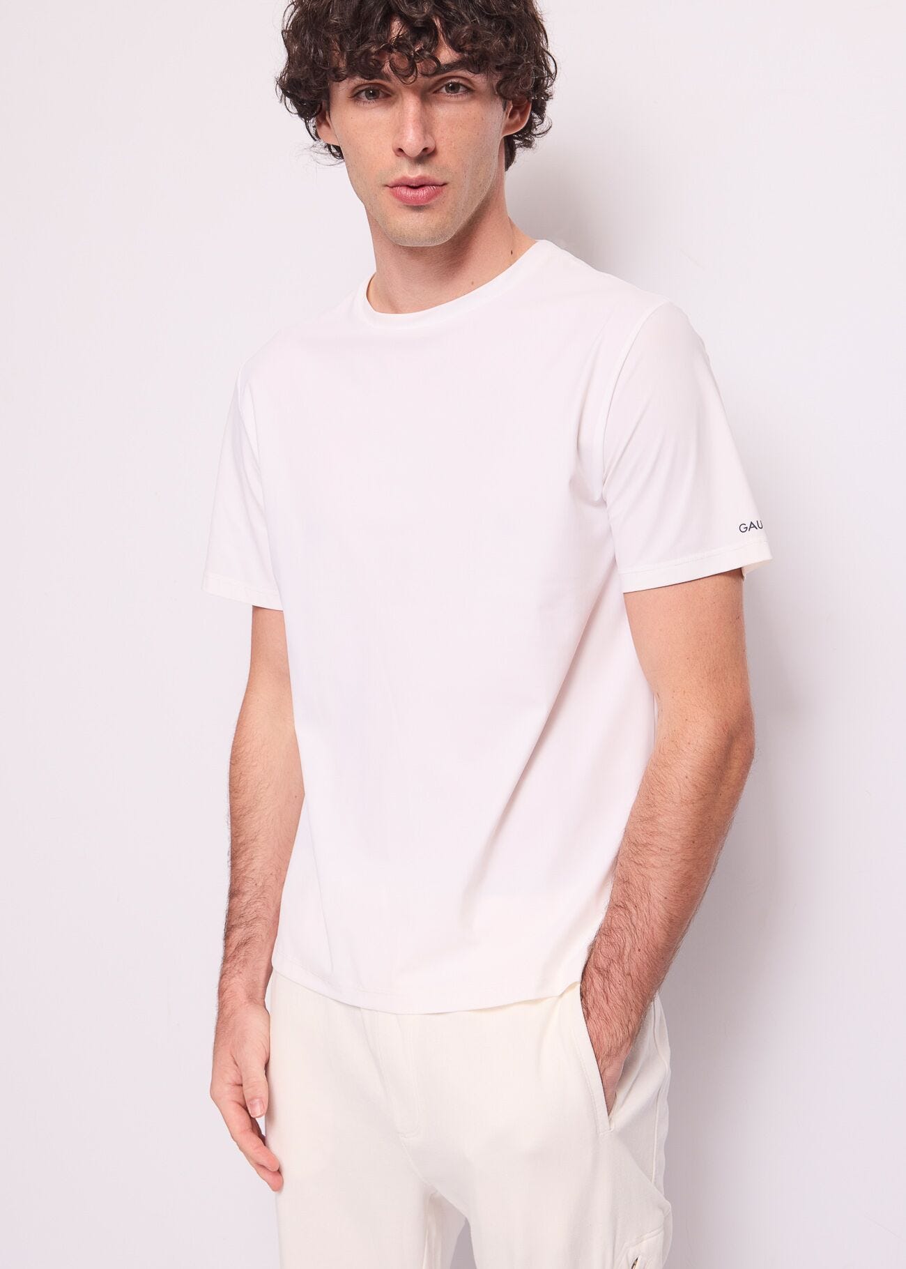 Camiseta blanca de nailon para hombre