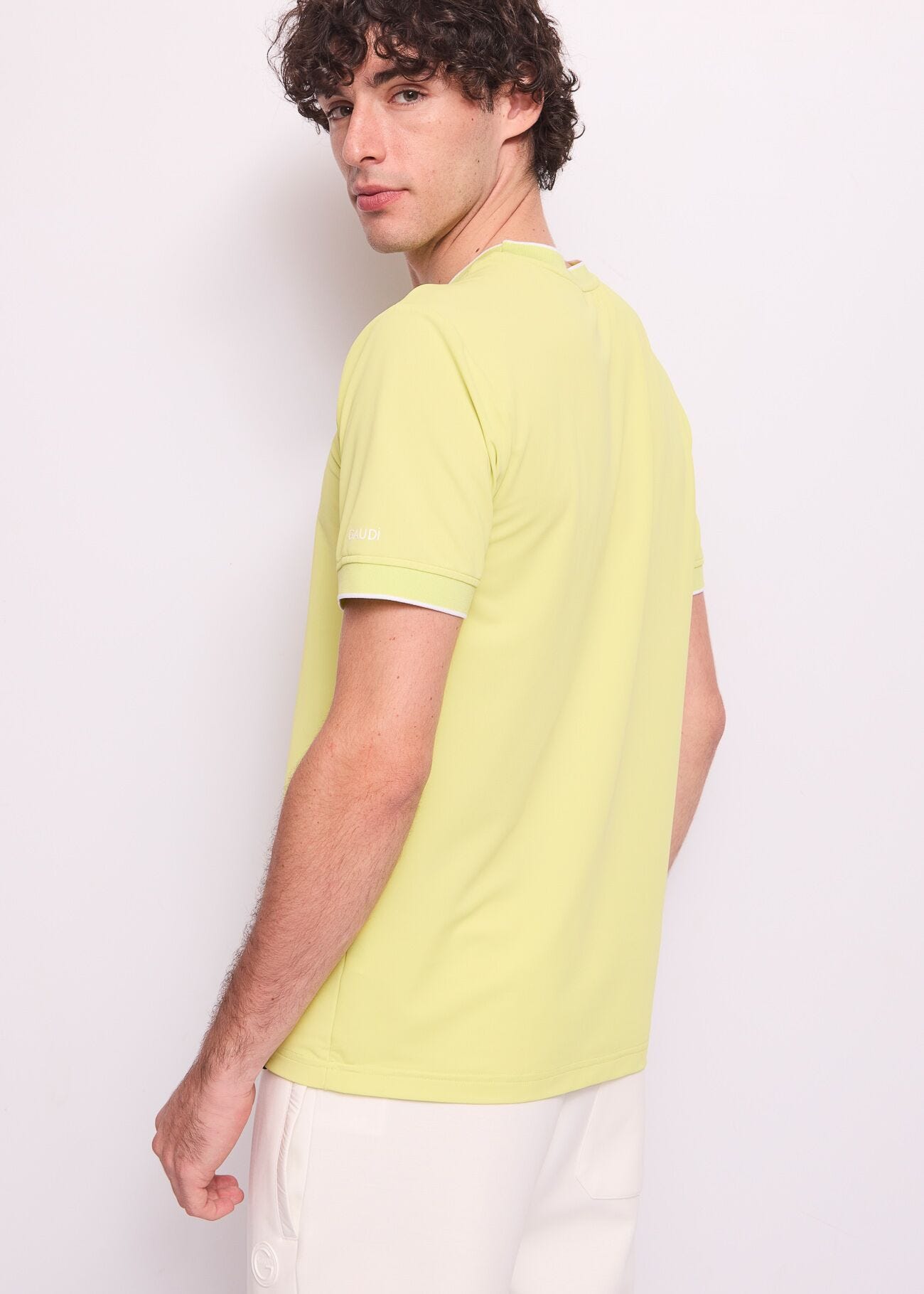 T-shirt jaune en piqué pour homme