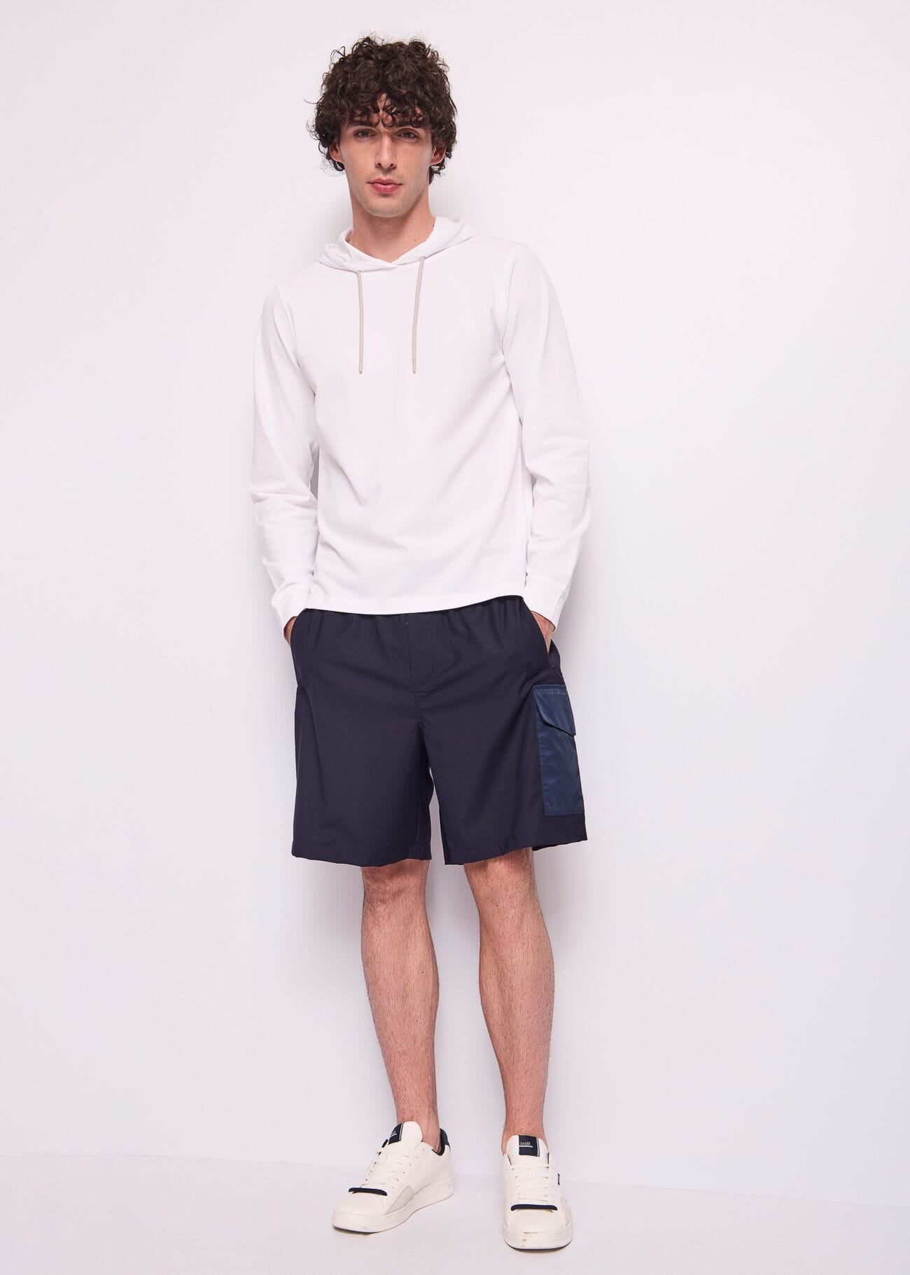 Sudadera blanca de hombre en mezcla de algodón