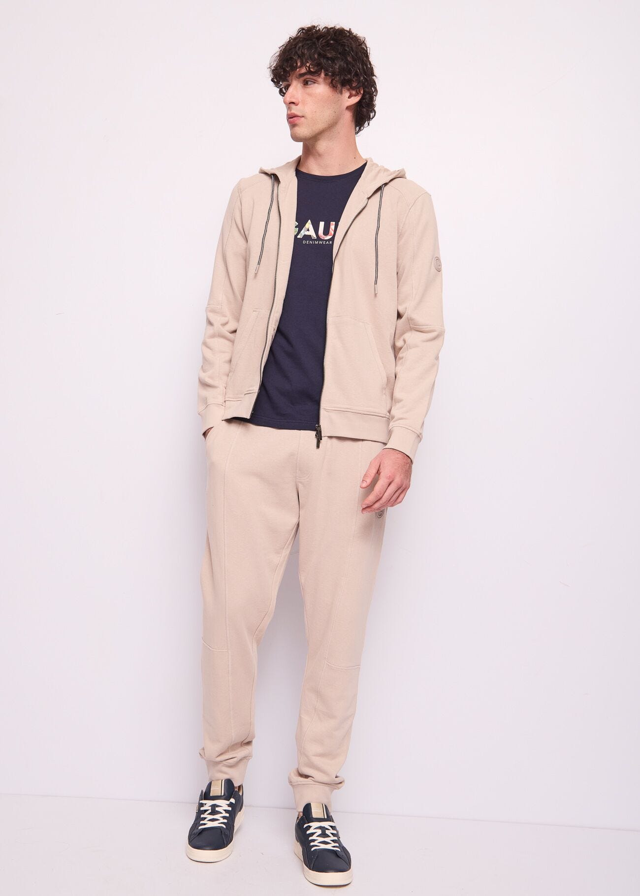 Sudadera beige de algodón para hombre
