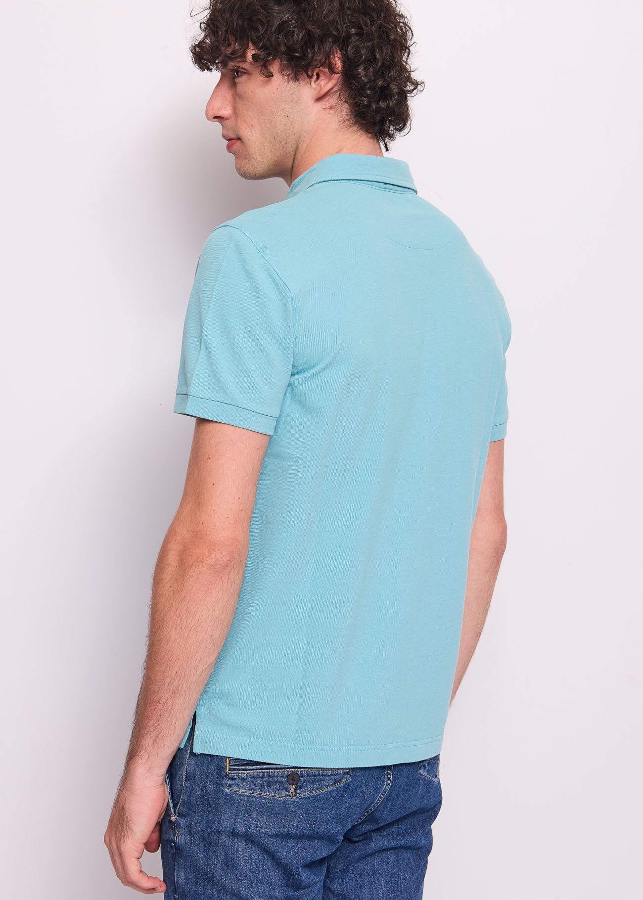 Polo azzurra da uomo in cotone