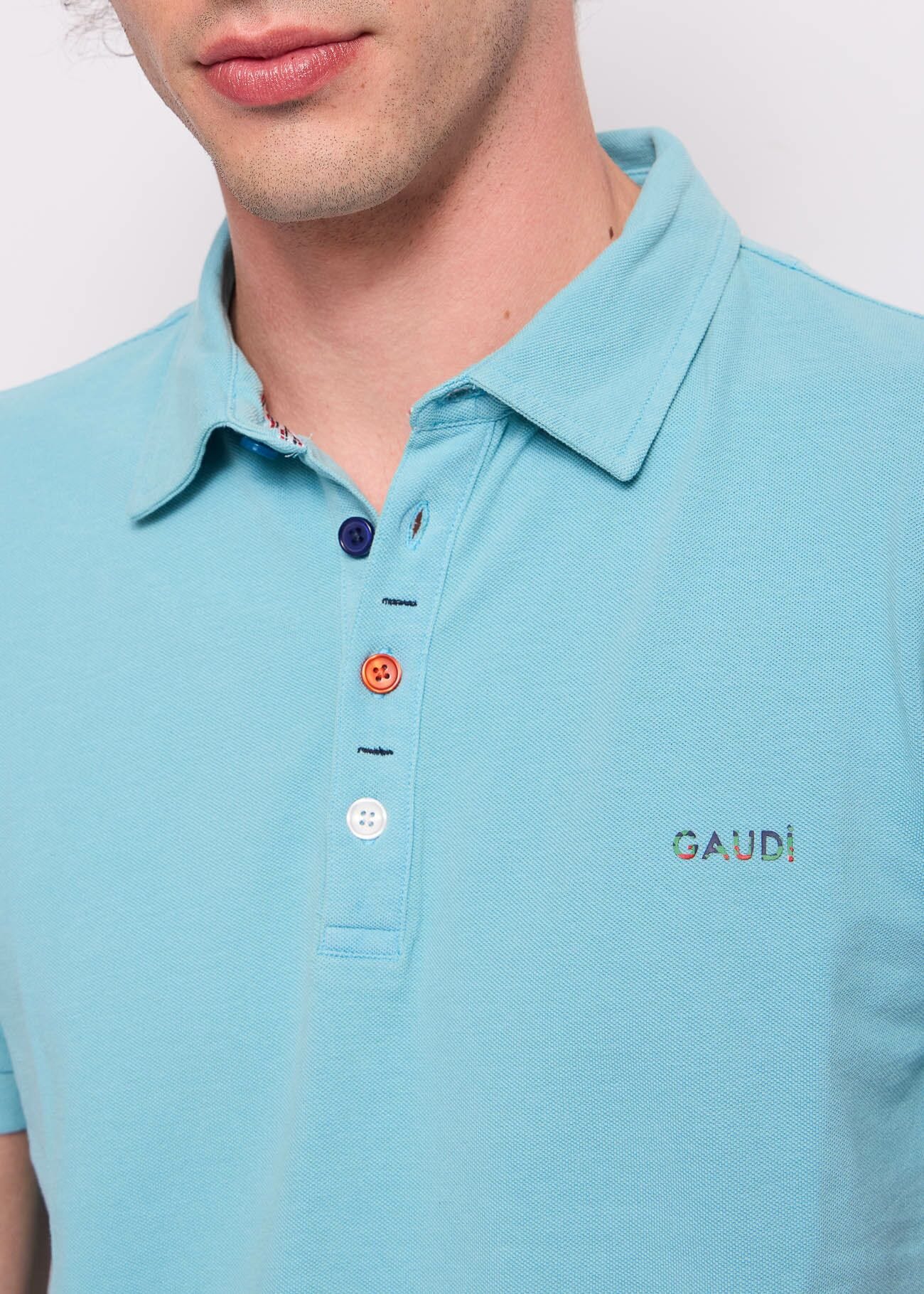 Polo azzurra da uomo in cotone