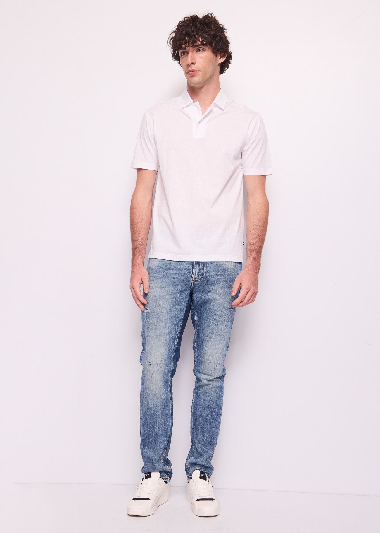 Polo bianca da uomo in cotone