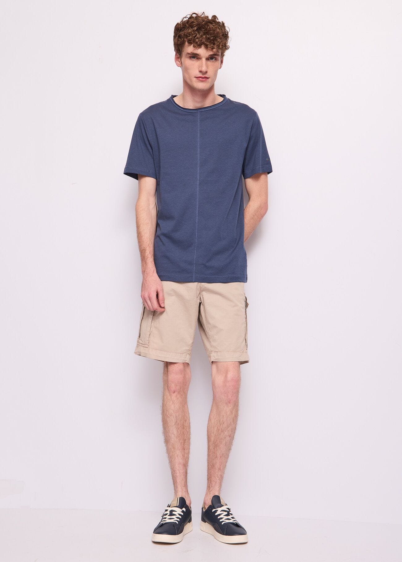 Camiseta azul de algodón para hombre