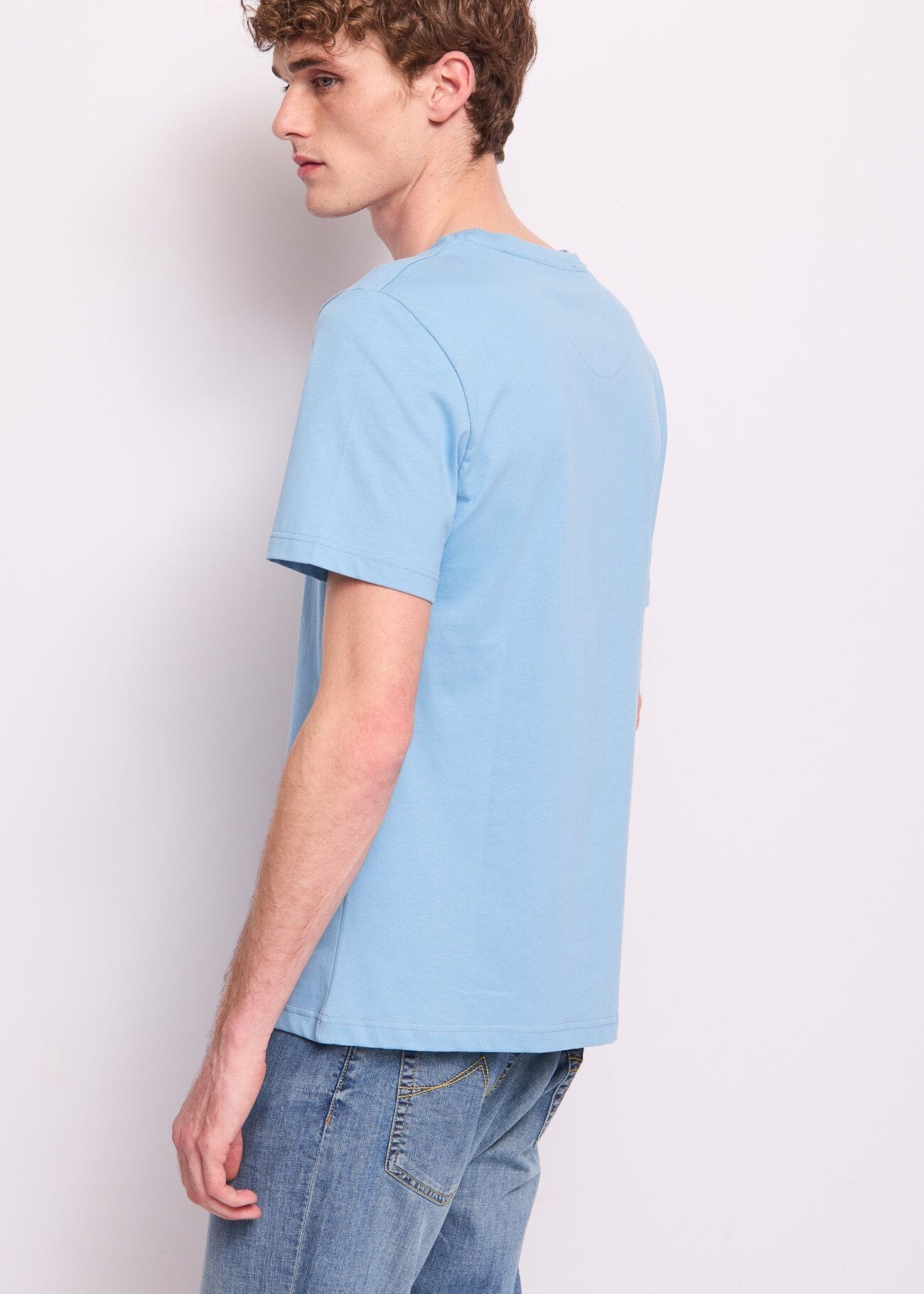 Camiseta azul de algodón para hombre