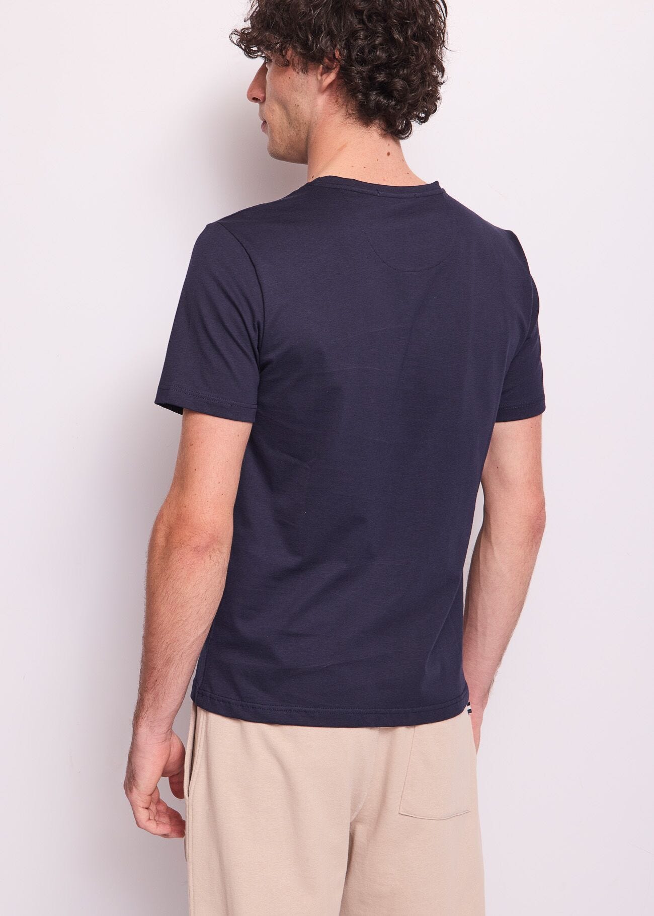 Camiseta azul de algodón para hombre