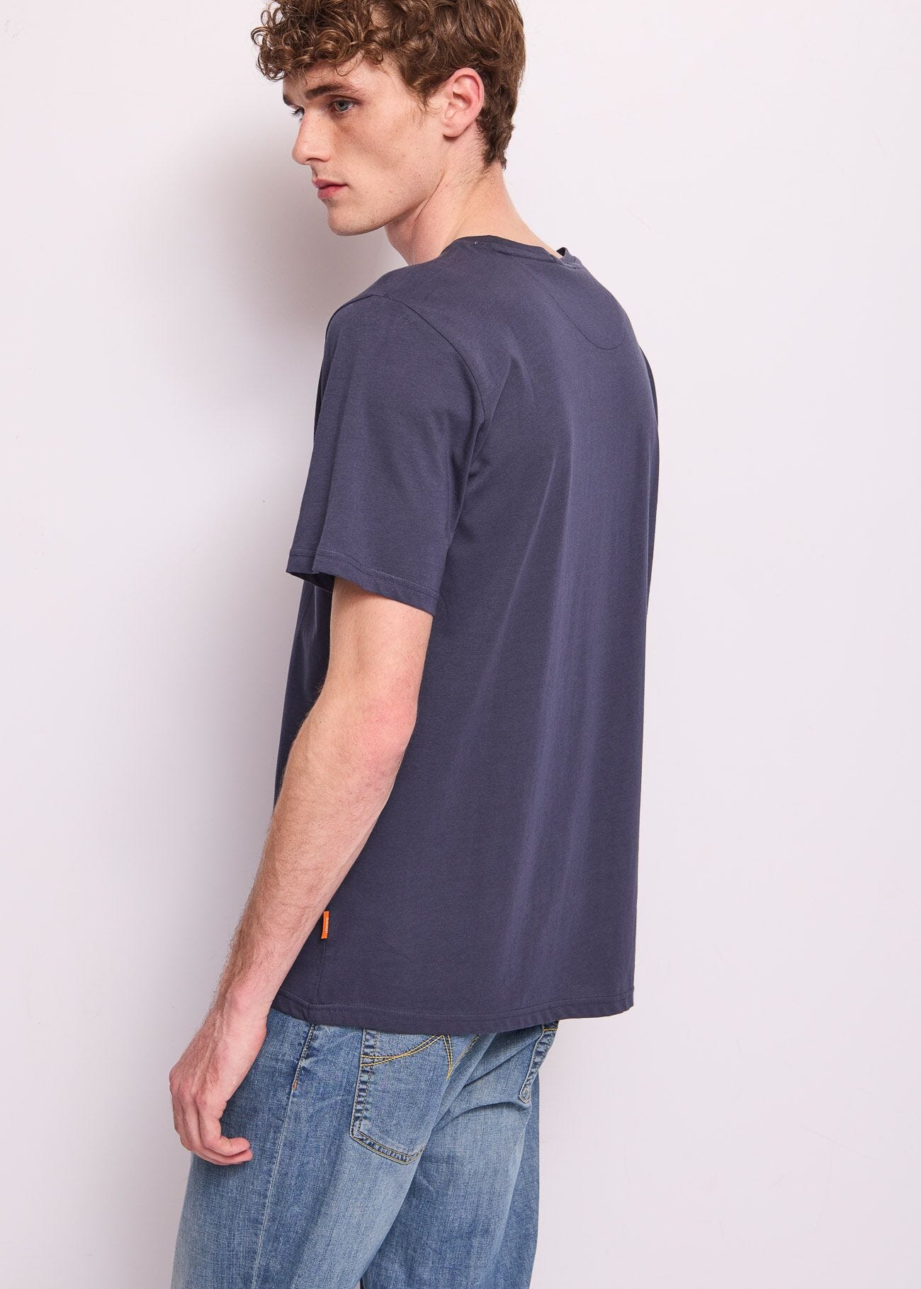 Camiseta azul de algodón para hombre
