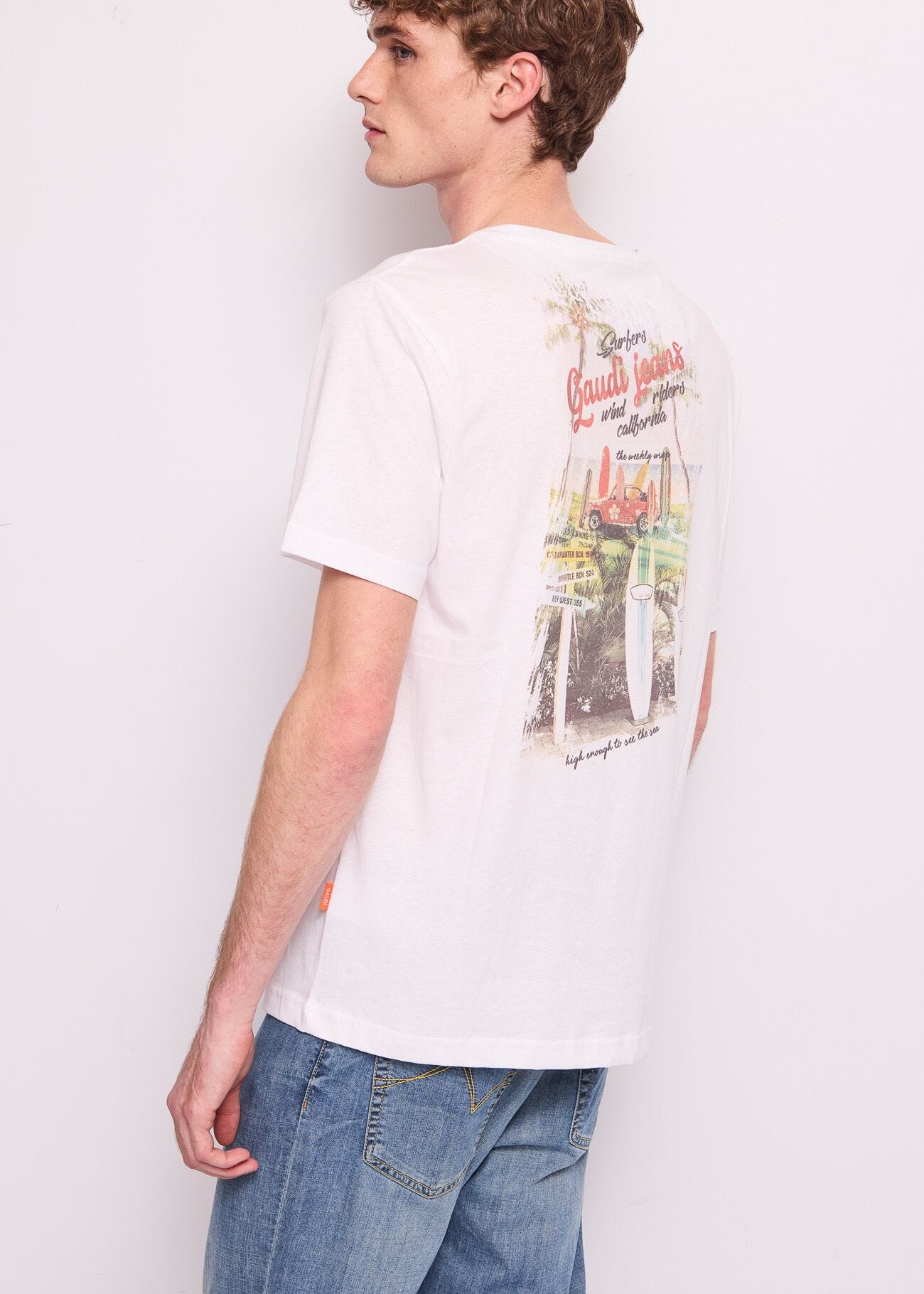 Camiseta blanca de algodón para hombre