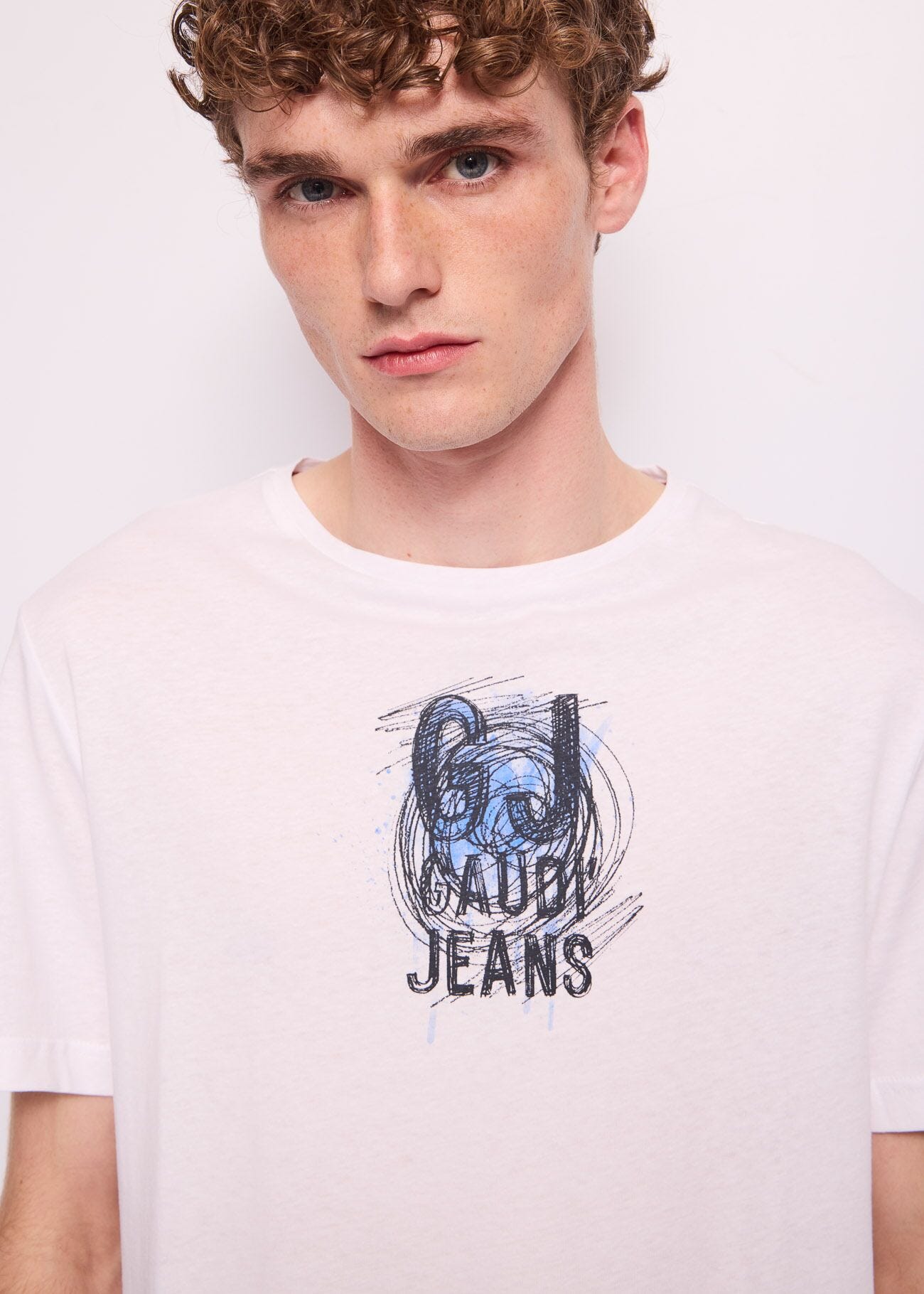 T-shirt bianca da uomo in cotone