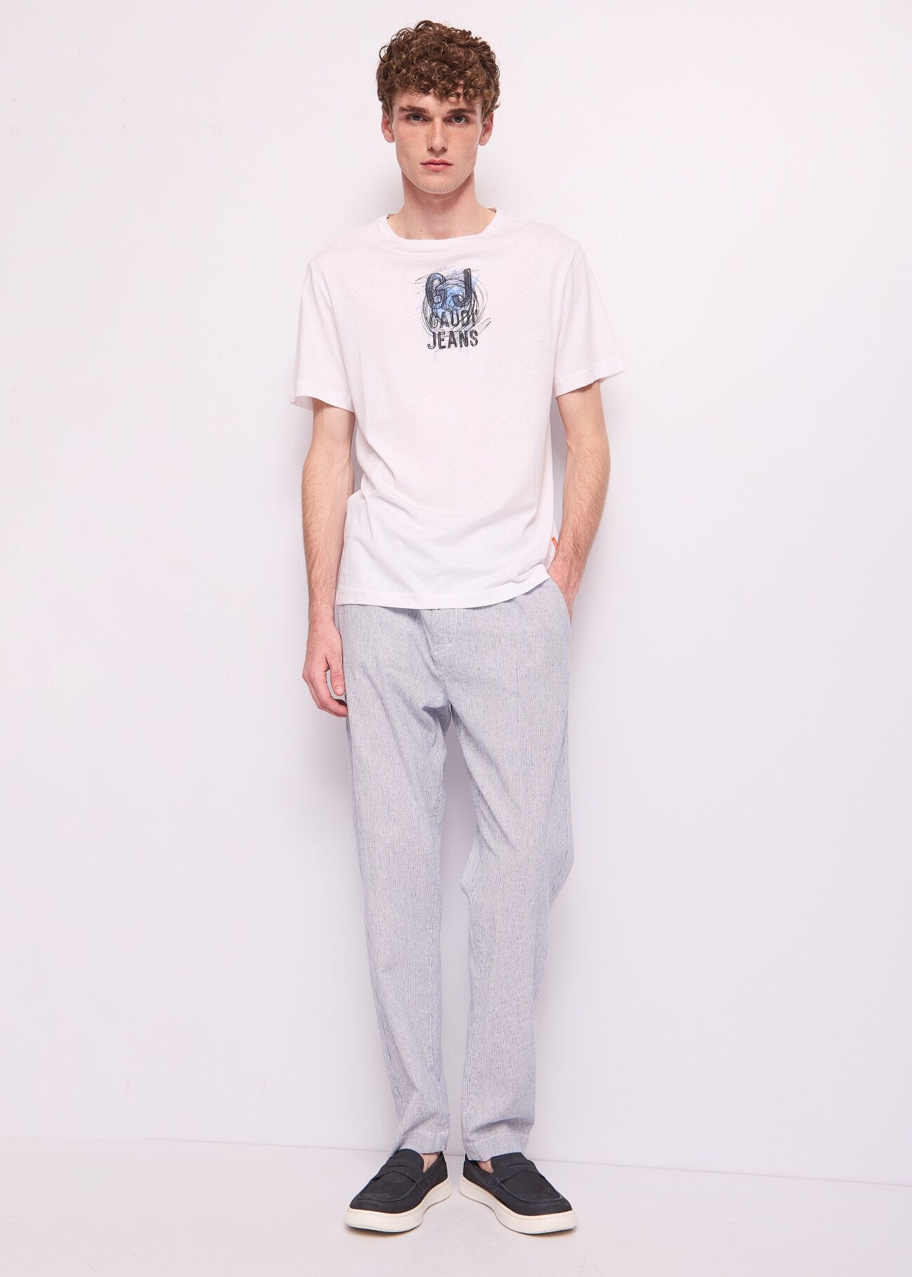 T-shirt bianca da uomo in cotone