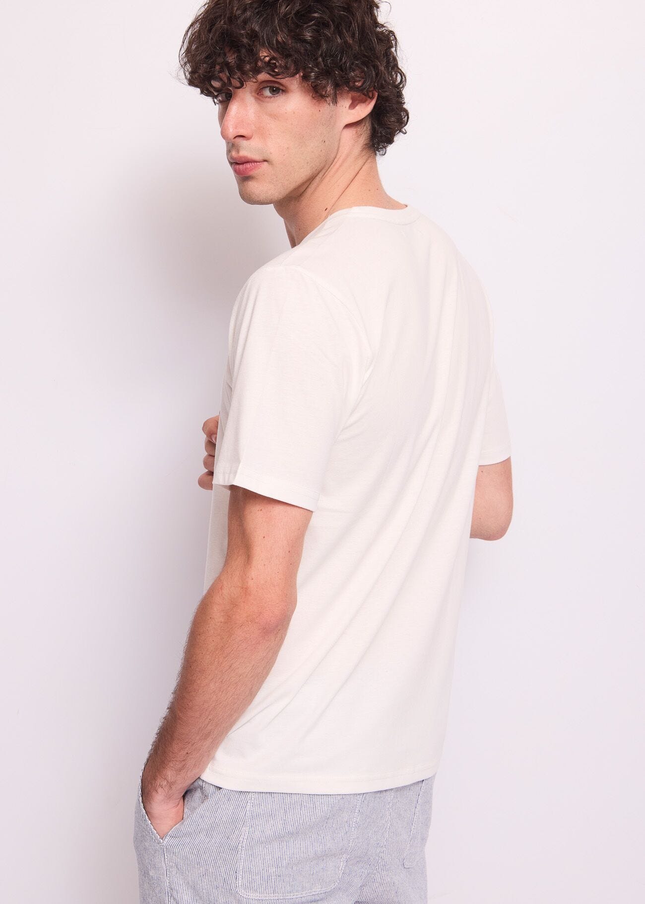 T-shirt bianca da uomo in cotone