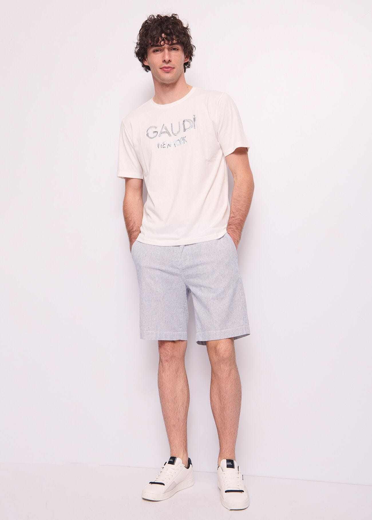 T-shirt bianca da uomo in cotone