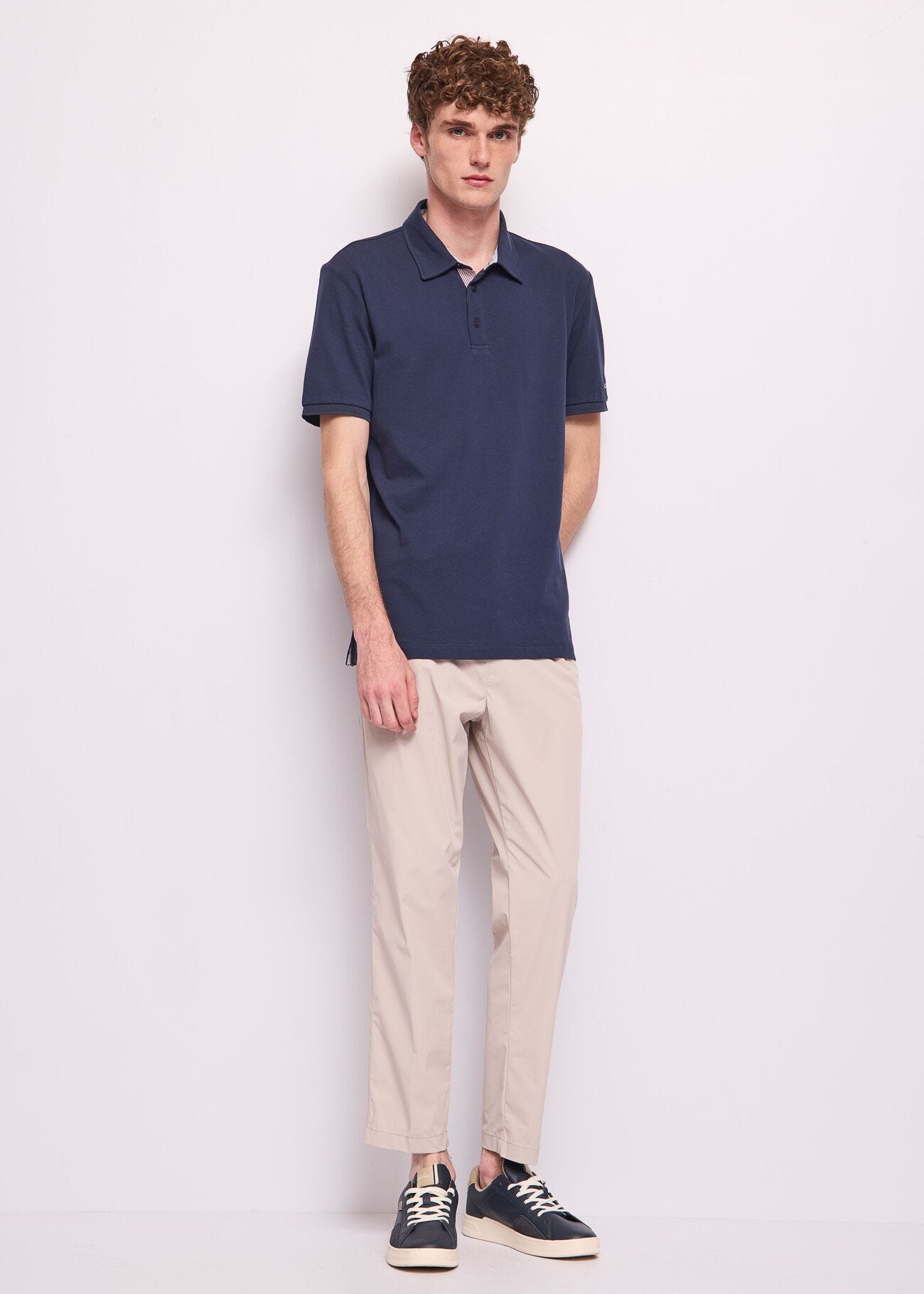 Polo blu da uomo in cotone
