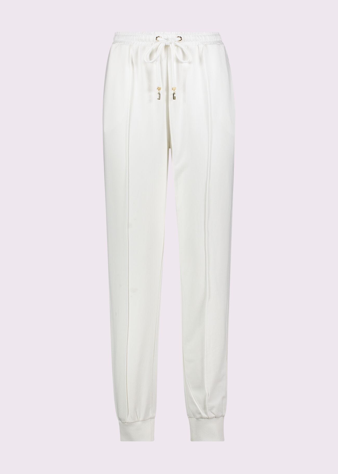 Pantaloni jogging bianchi da donna con piega