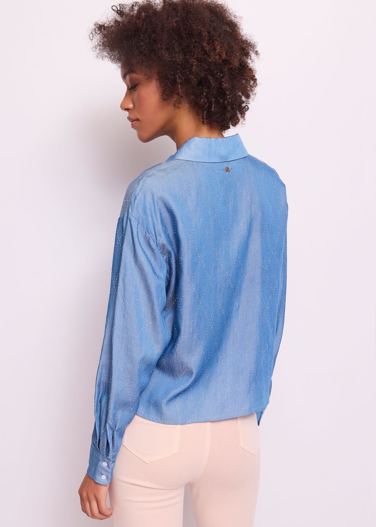 Chemise en chambray avec strass pour femme