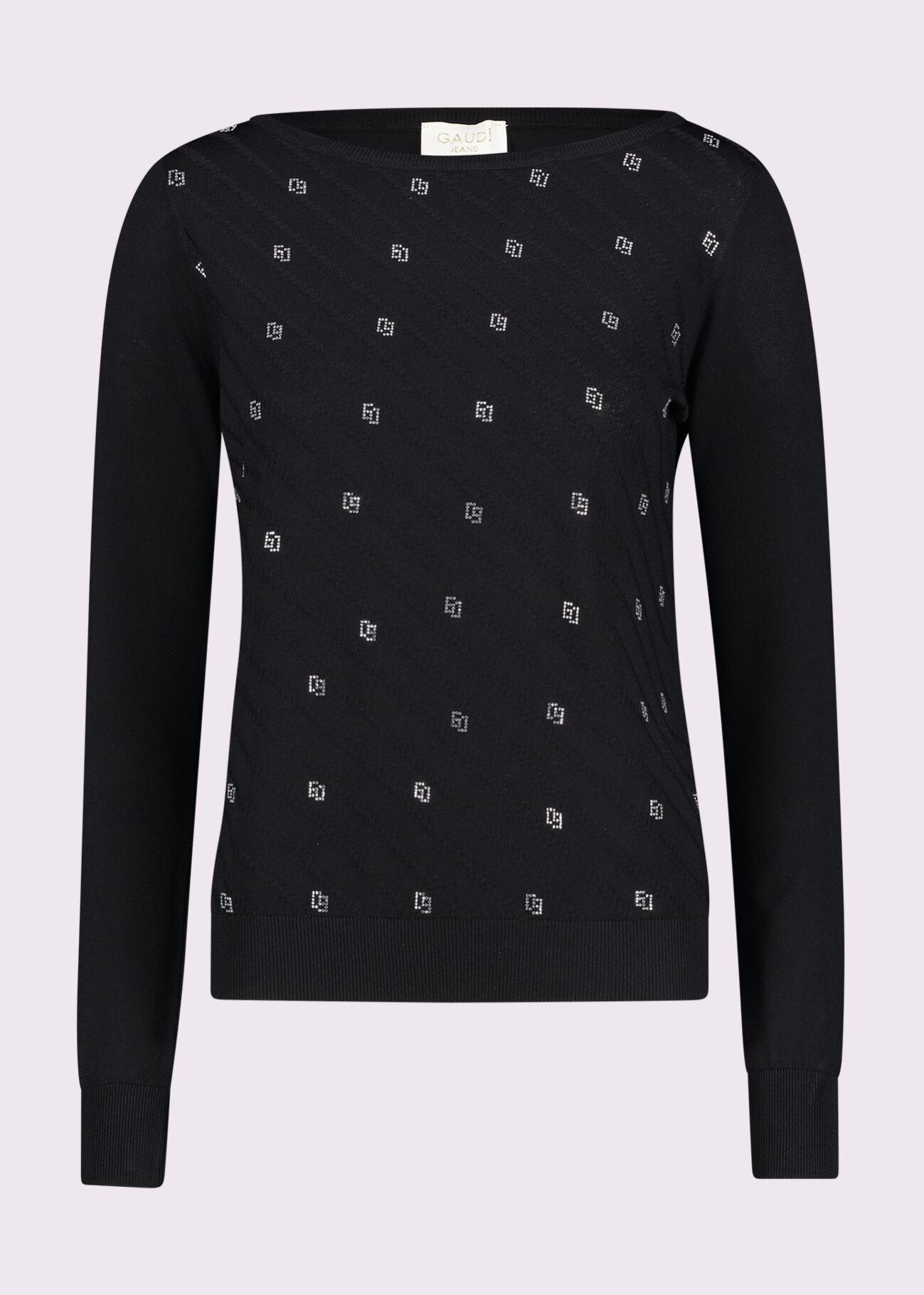 Pull noir avec strass pour femme