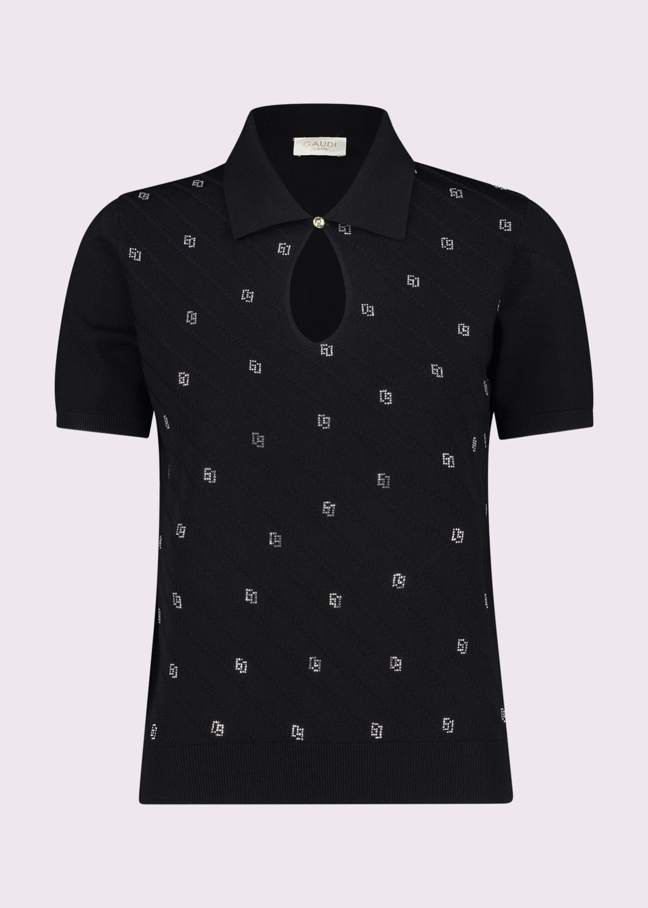 Polo donna nera con maniche corte