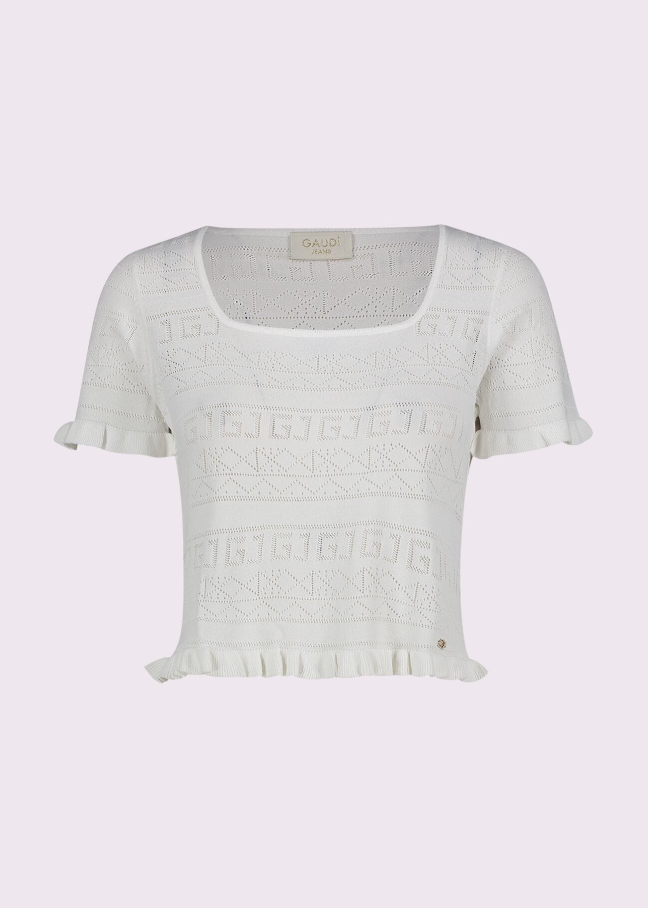 Women's white knit T-shirt