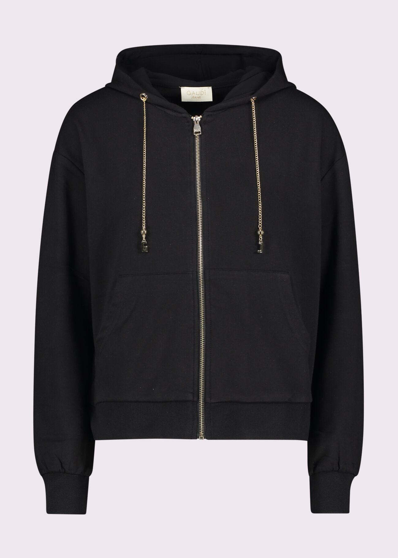 Women's black cotton sweatshirt with zip