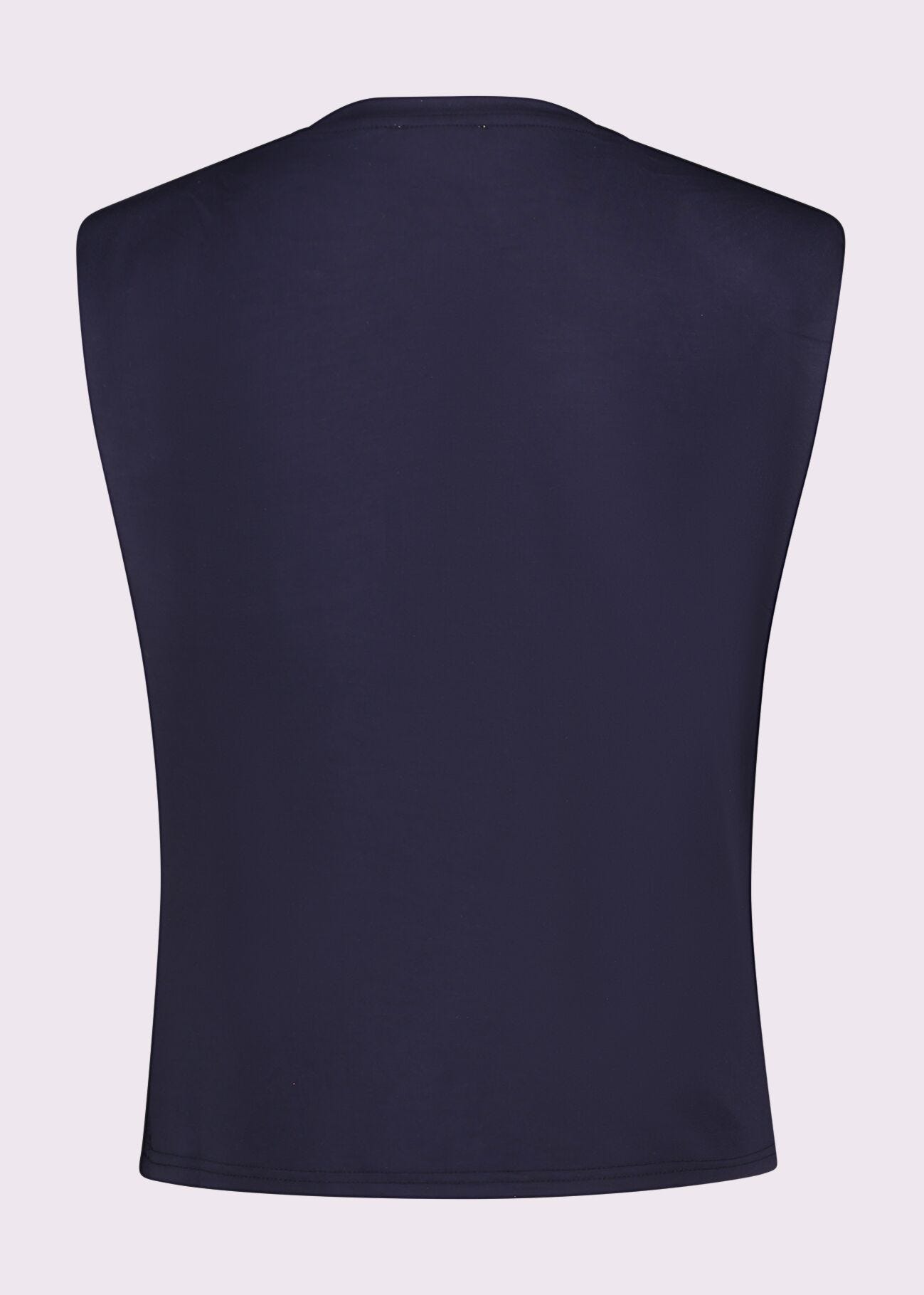 Top azul de algodón con logotipo para mujer