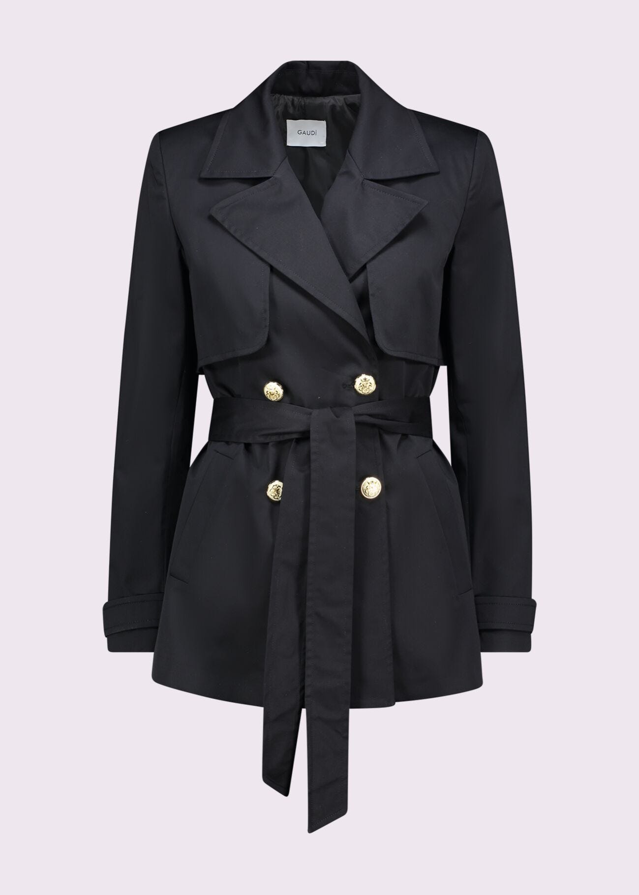 Trench noir en coton pour femme