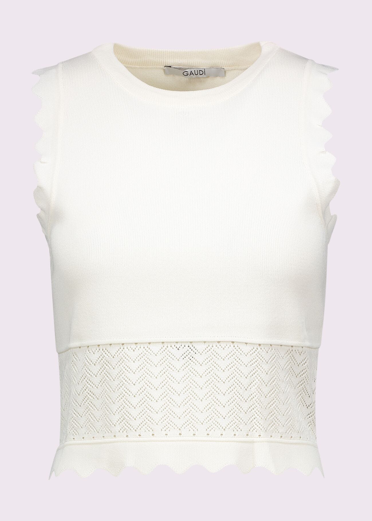 Top blanc en maille pour femme